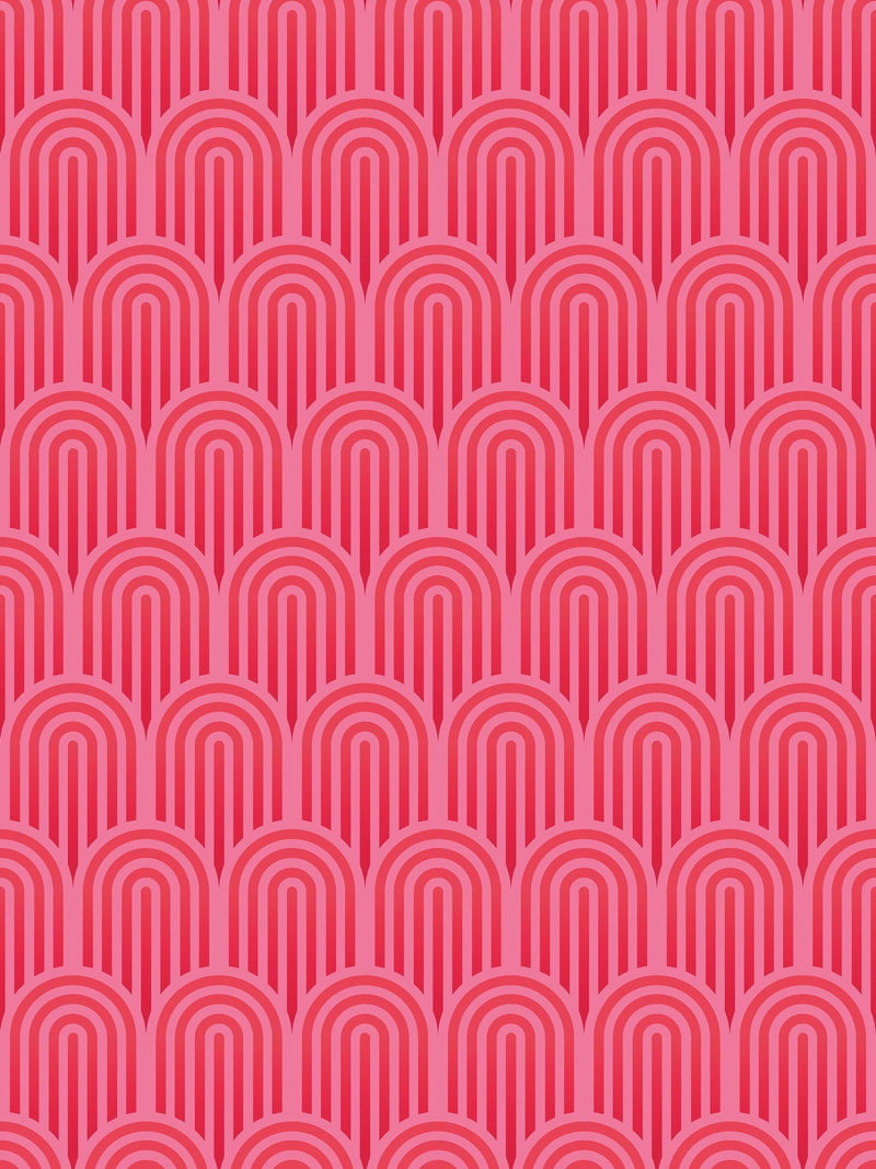 Hoopla Walls wallpaper sample bright pink retro arch A4 - British product