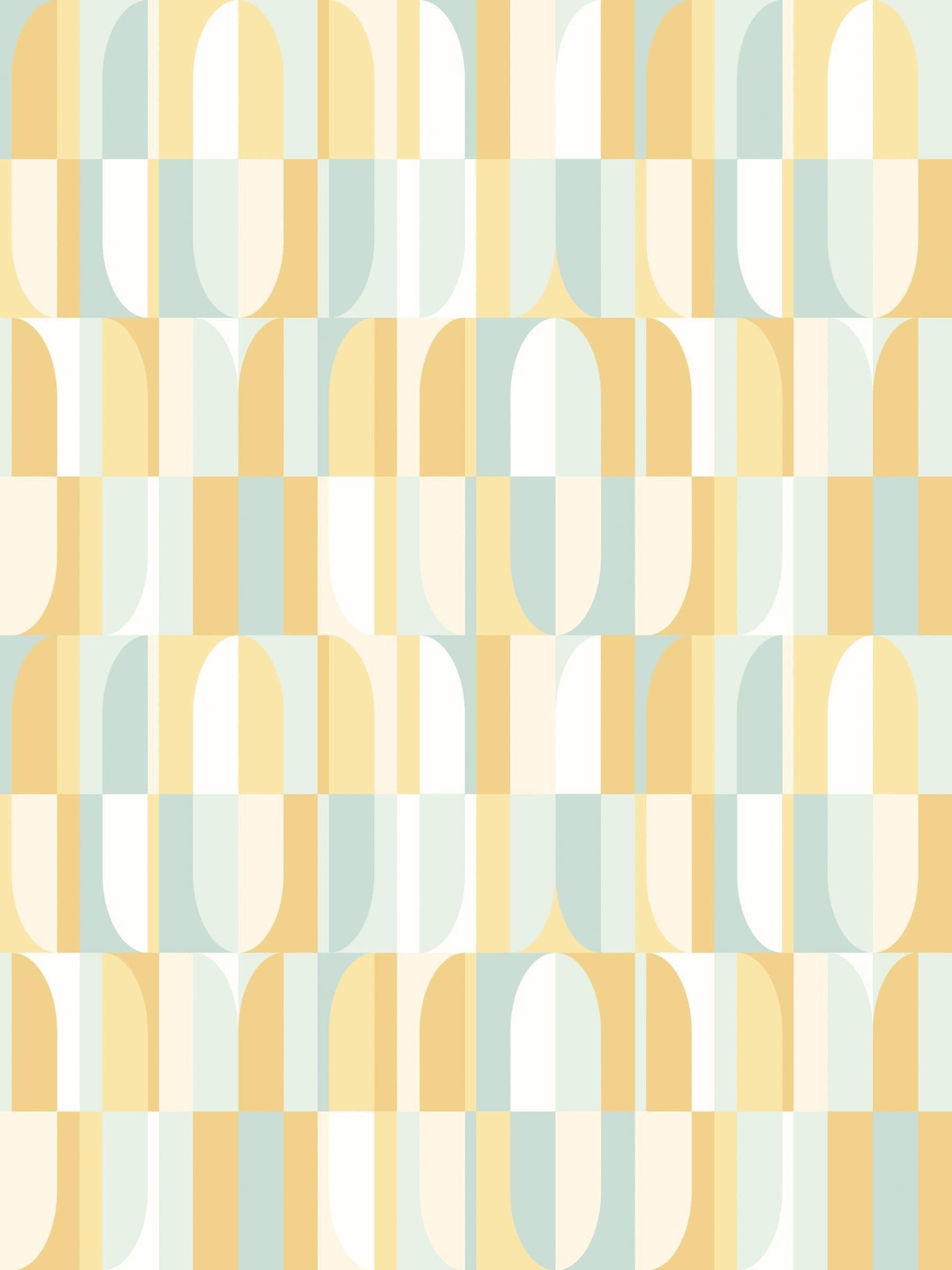 Hoopla Walls Mellow Yellow building blocks wallpaper sample A4, imported from the UK