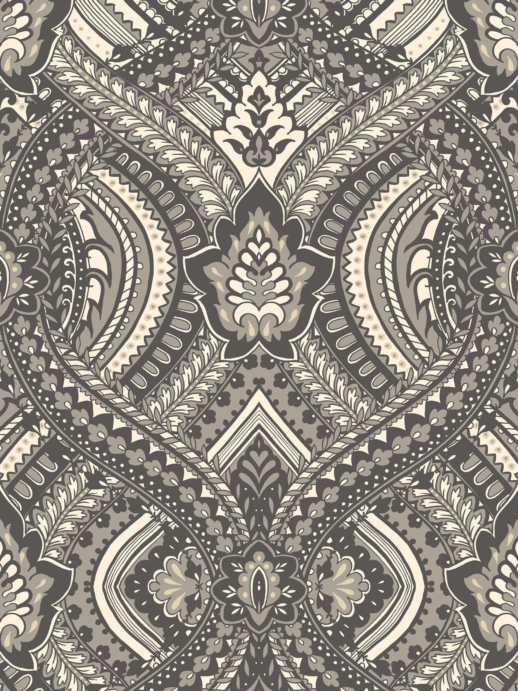 Hoopla Walls Black Ogee Damask A4 Wallpaper Sample