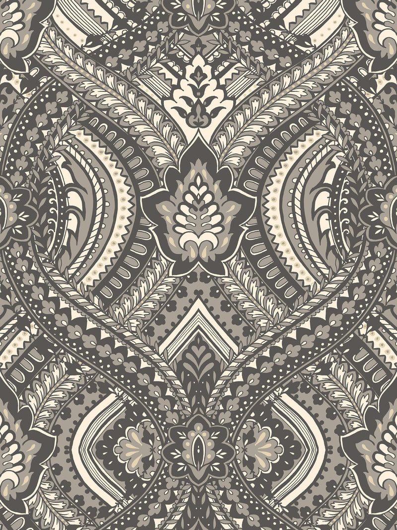 Hoopla Walls Black Ogee Damask A4 Wallpaper Sample