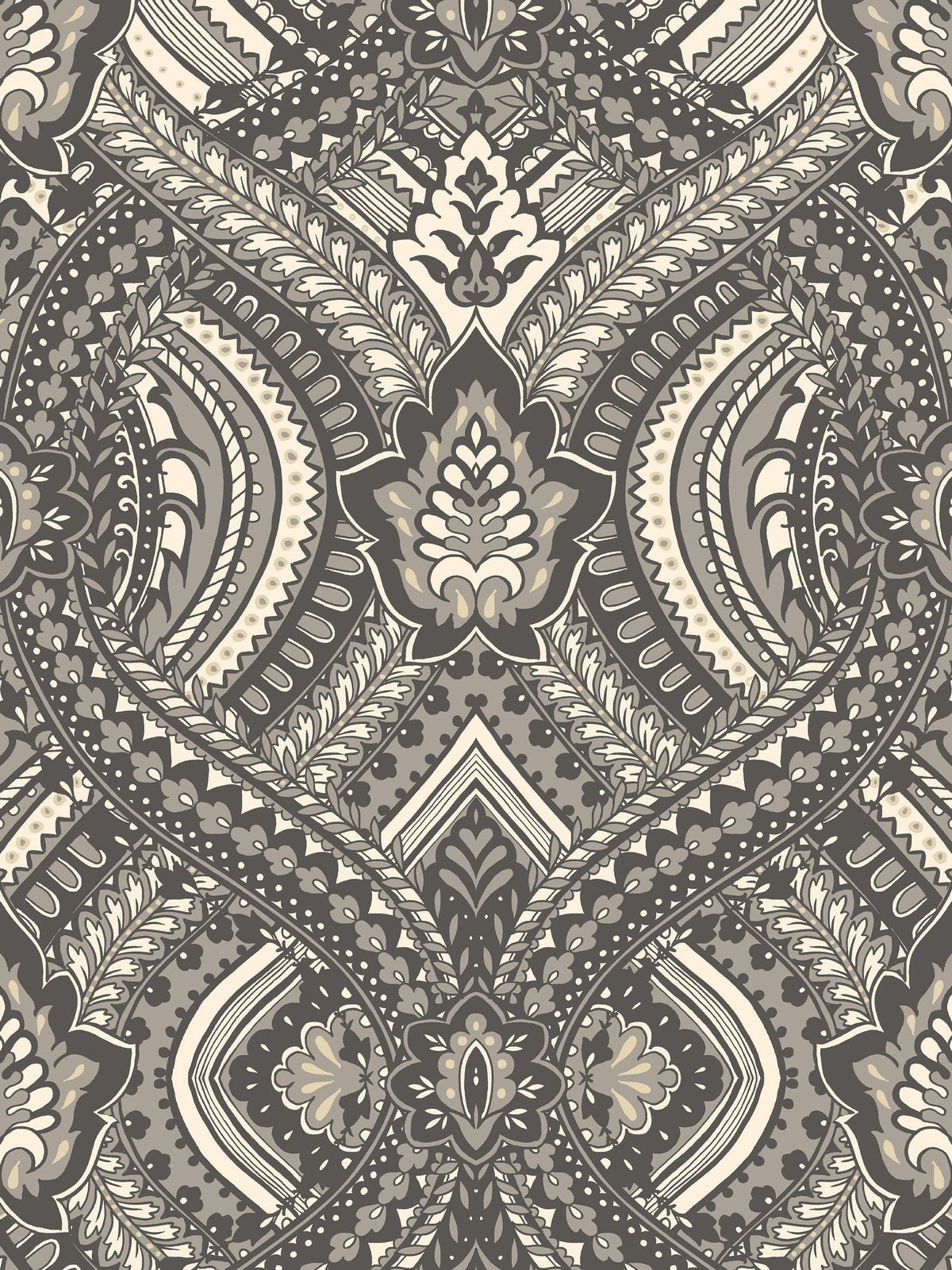 Hoopla Walls Black Ogee Damask A4 Wallpaper Sample