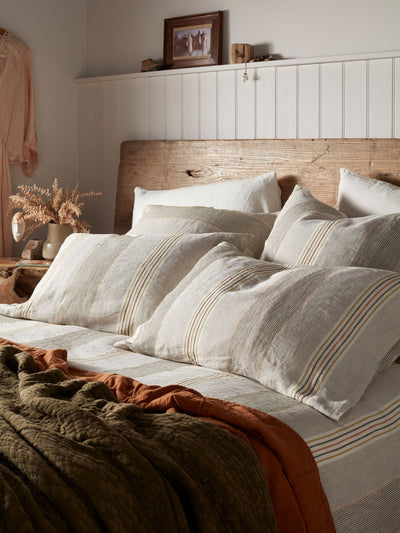 Next Secret Linen Store Natural Sophie Stripe Pillowcase Standard- Buy online at McGrocer