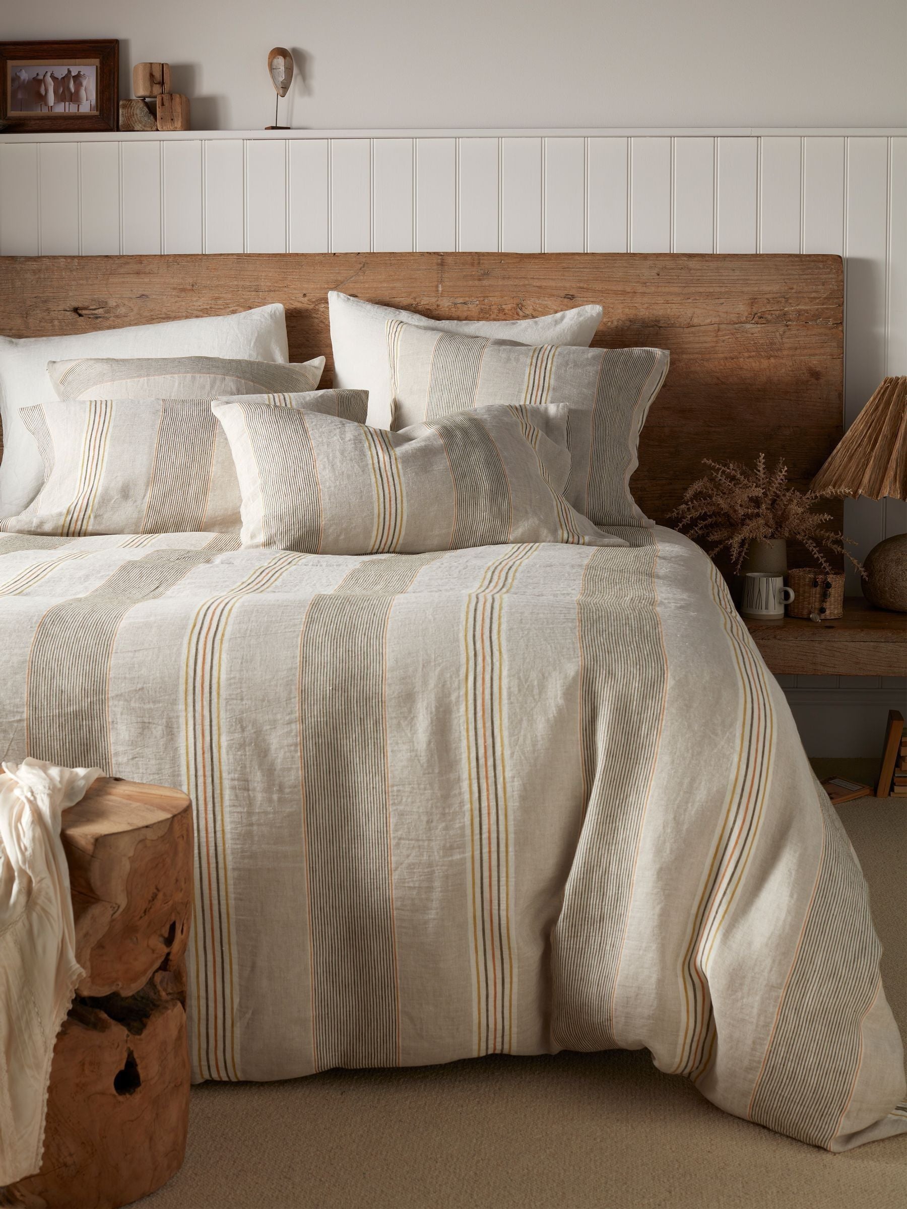 Secret Linen Store Natural Sophie Stripe linen duvet cover (British brand)