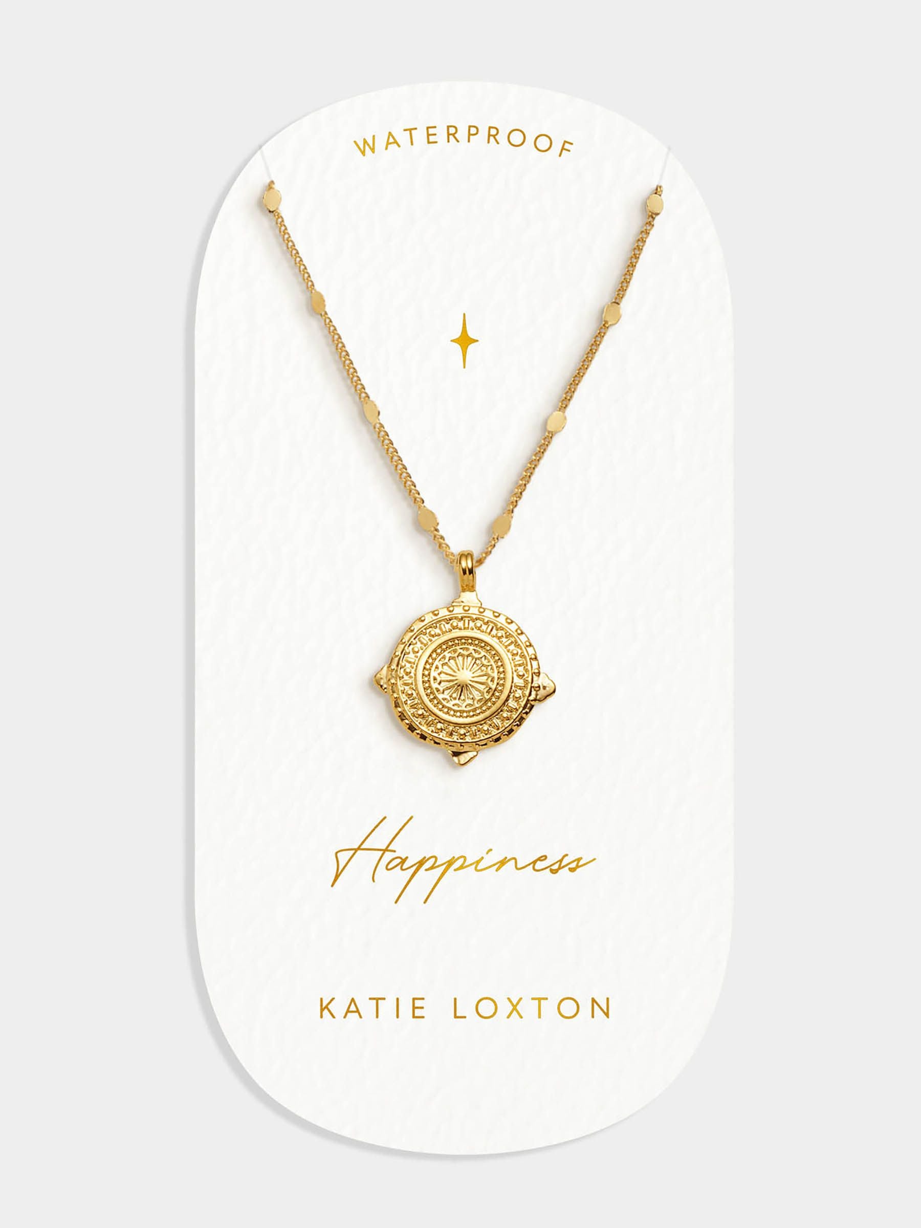 Waterproof Gold-Plated Antique Coin Necklace with Round Pendant