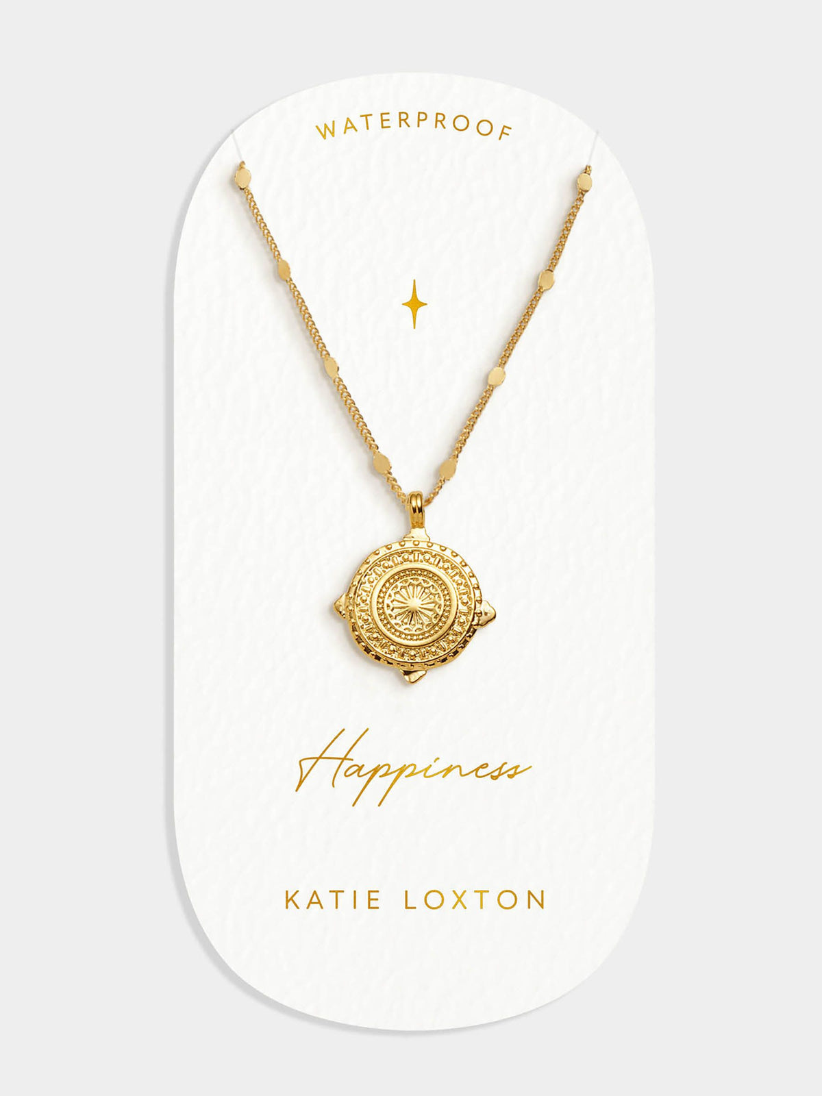 Waterproof Gold-Plated Antique Coin Necklace with Round Pendant