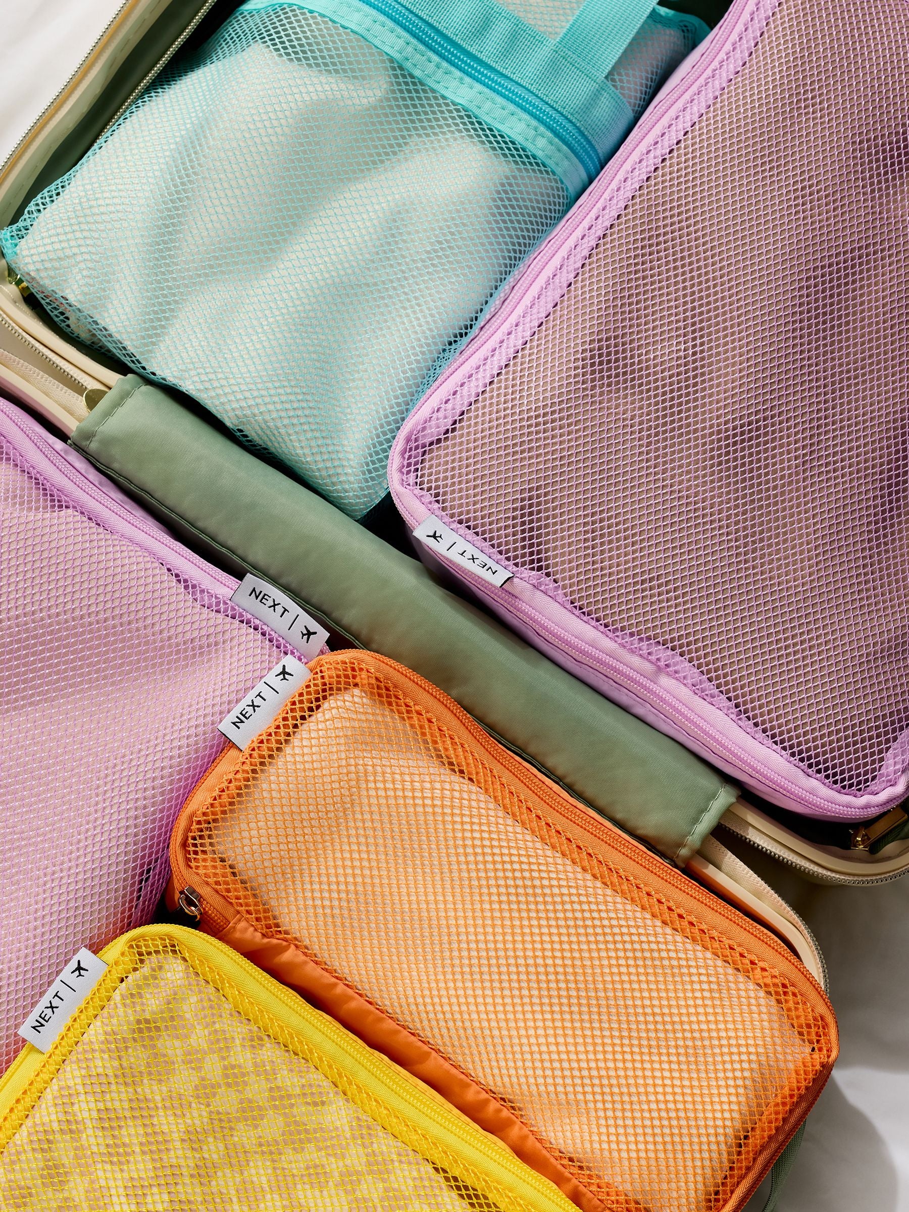 Pastel packing cubes for luggage, set of 6, imported from the UK
