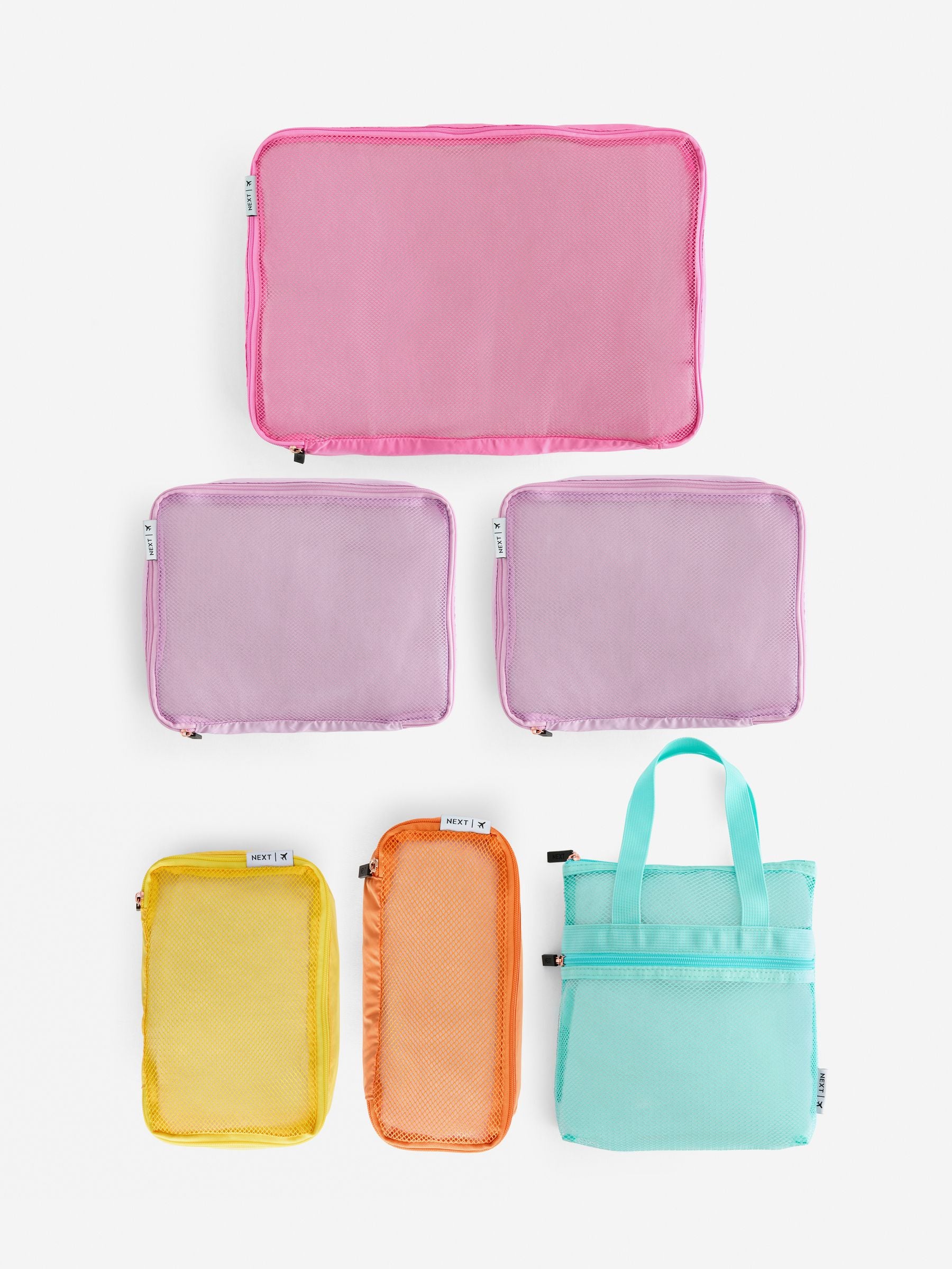 Pastel packing cubes for luggage, set of 6, imported from the UK