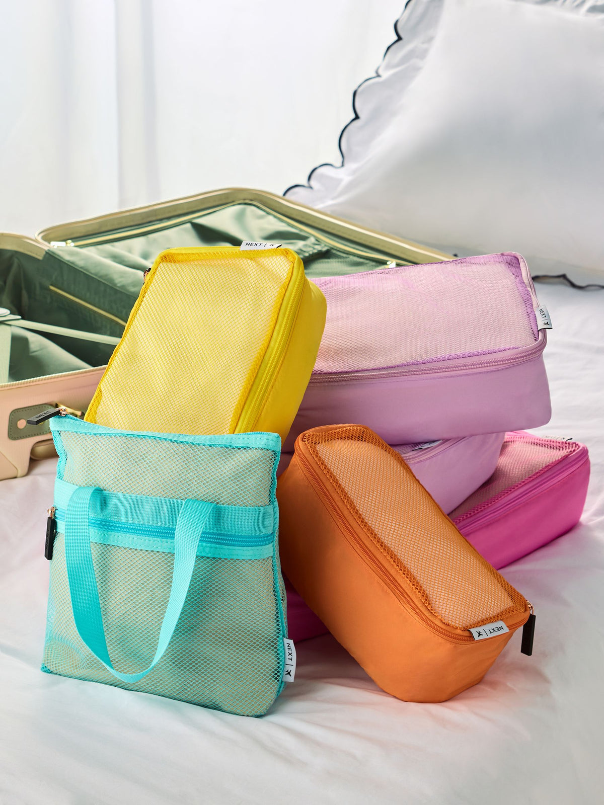 Pastel packing cubes for luggage, set of 6, imported from the UK