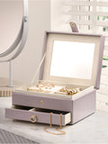 Lilac faux leather jewellery box, imported from the UK