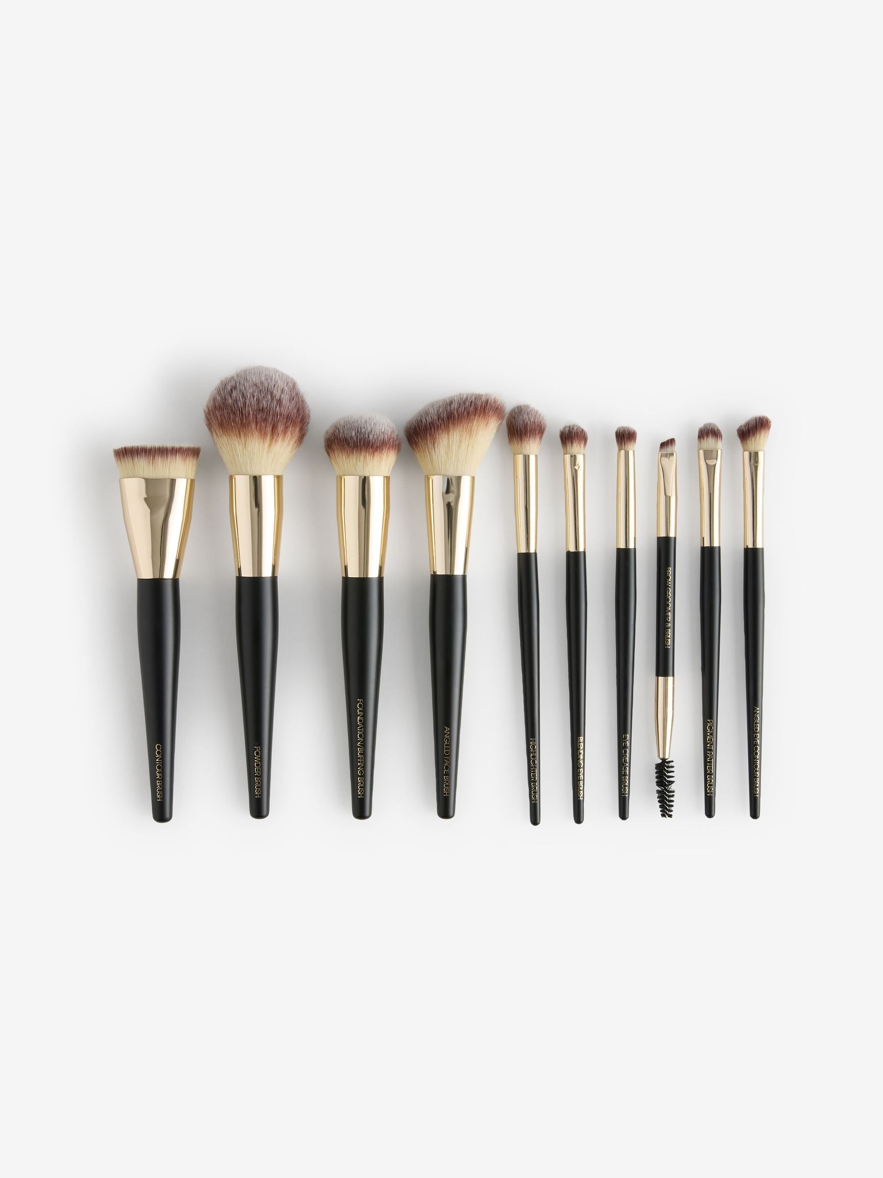 10 piece makeup brush set with travel bag, imported from the UK