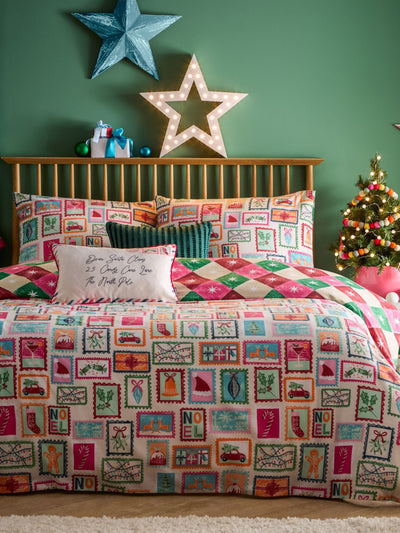 Next Furn Multi Dear Santa Reversible Duvet Cover and Pillowcase Set- Buy online at McGrocer