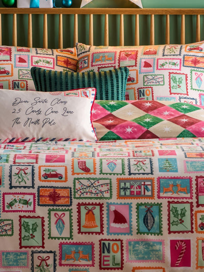 Next Furn Multi Dear Santa Reversible Duvet Cover and Pillowcase Set- Buy online at McGrocer