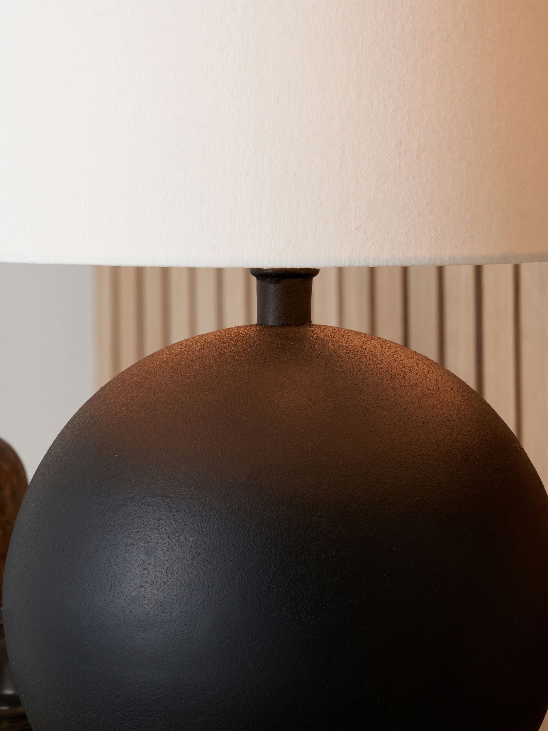 Pacific Lifestyle Black Benio metal spherical table lamp, imported from the UK
