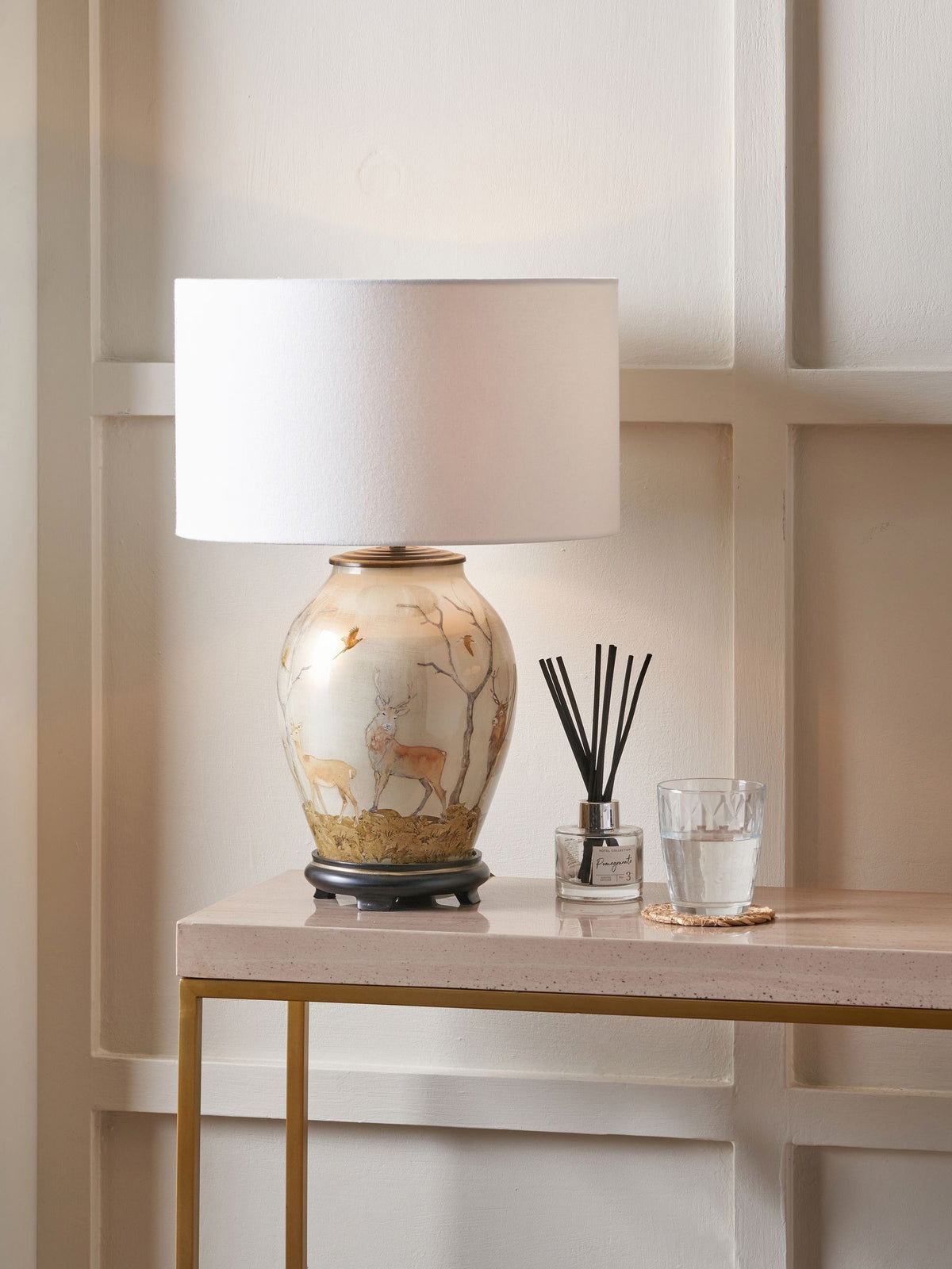 Pacific Lifestyle natural deer glass table lamp 50cm, imported from the UK