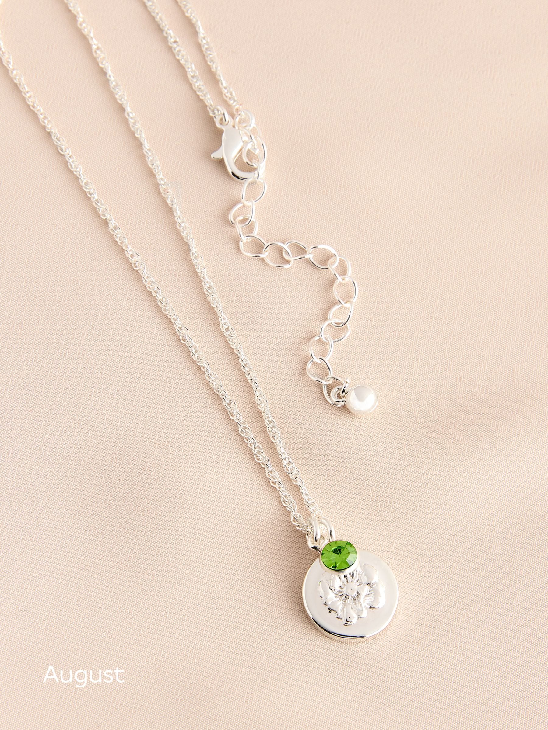 Silver Tone Birthstone Flower Necklace (British brand)