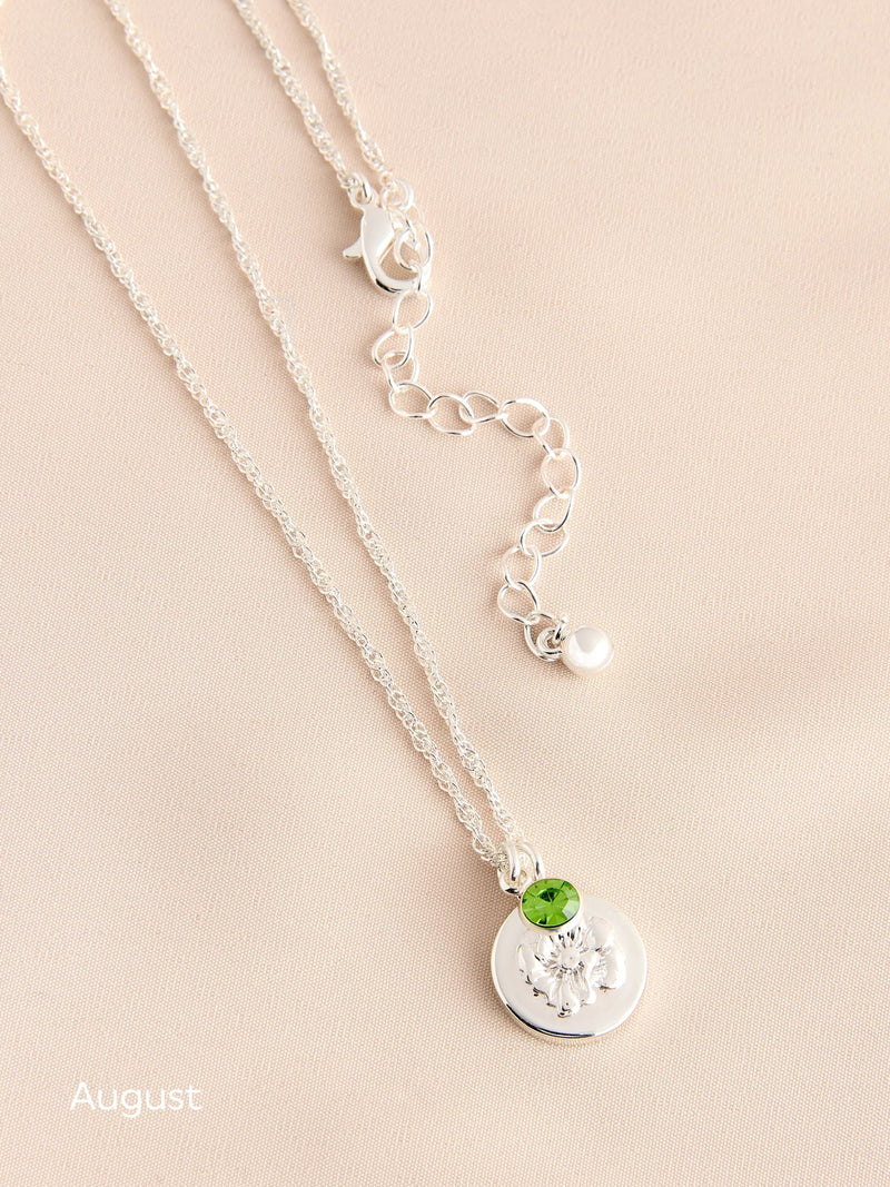 Silver Tone Birthstone Flower Necklace (British brand)