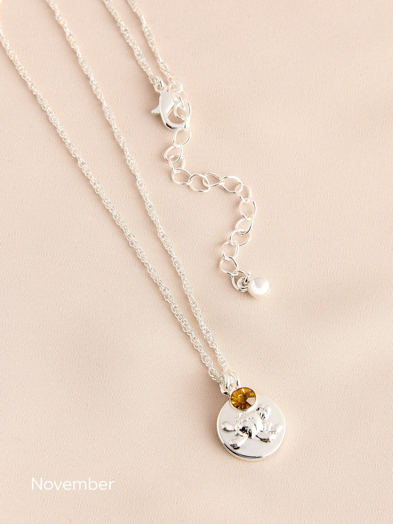 Silver Tone Birthstone Flower Necklace (British brand)