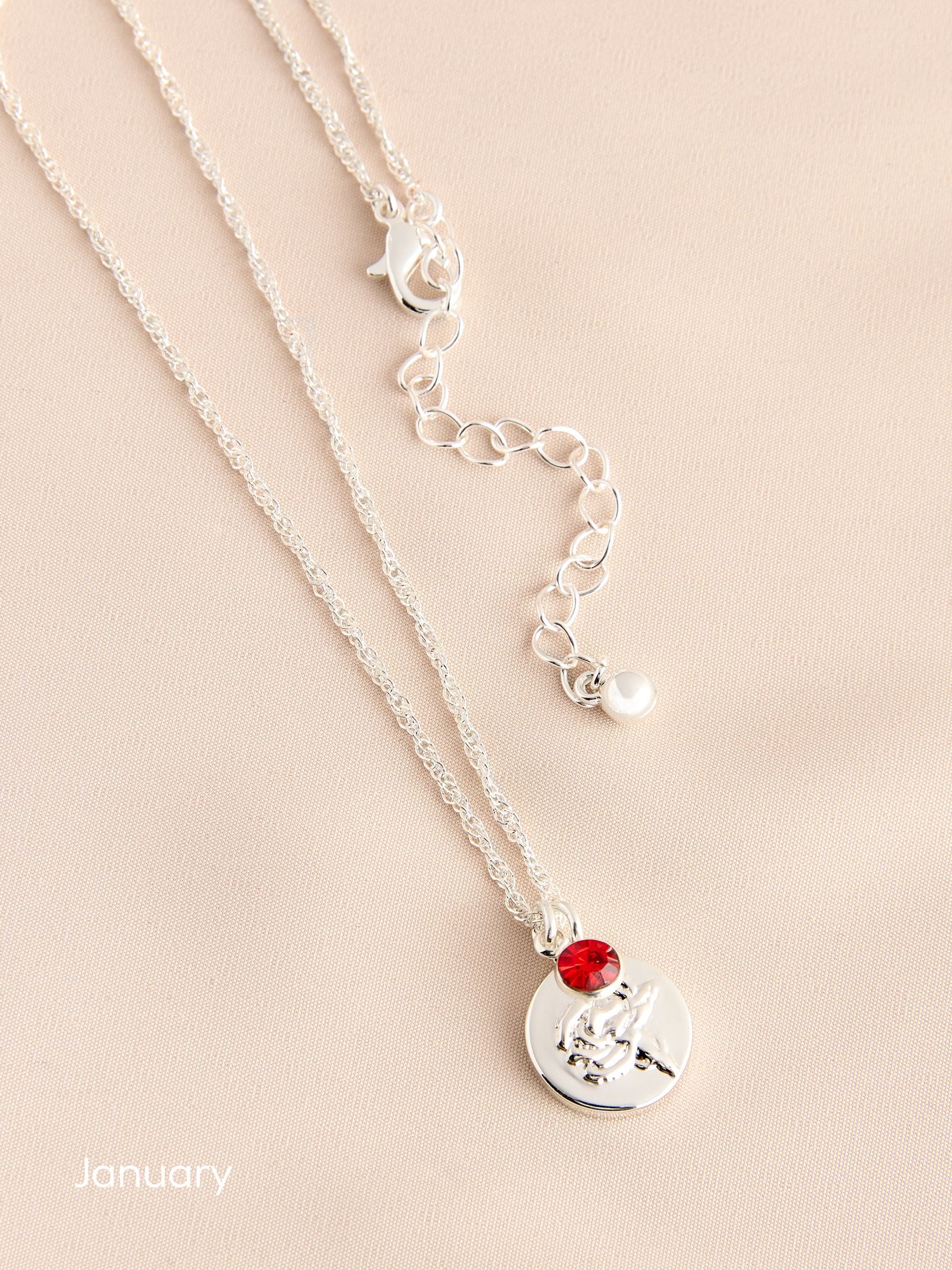 Silver Tone Birthstone Flower Necklace (British brand)