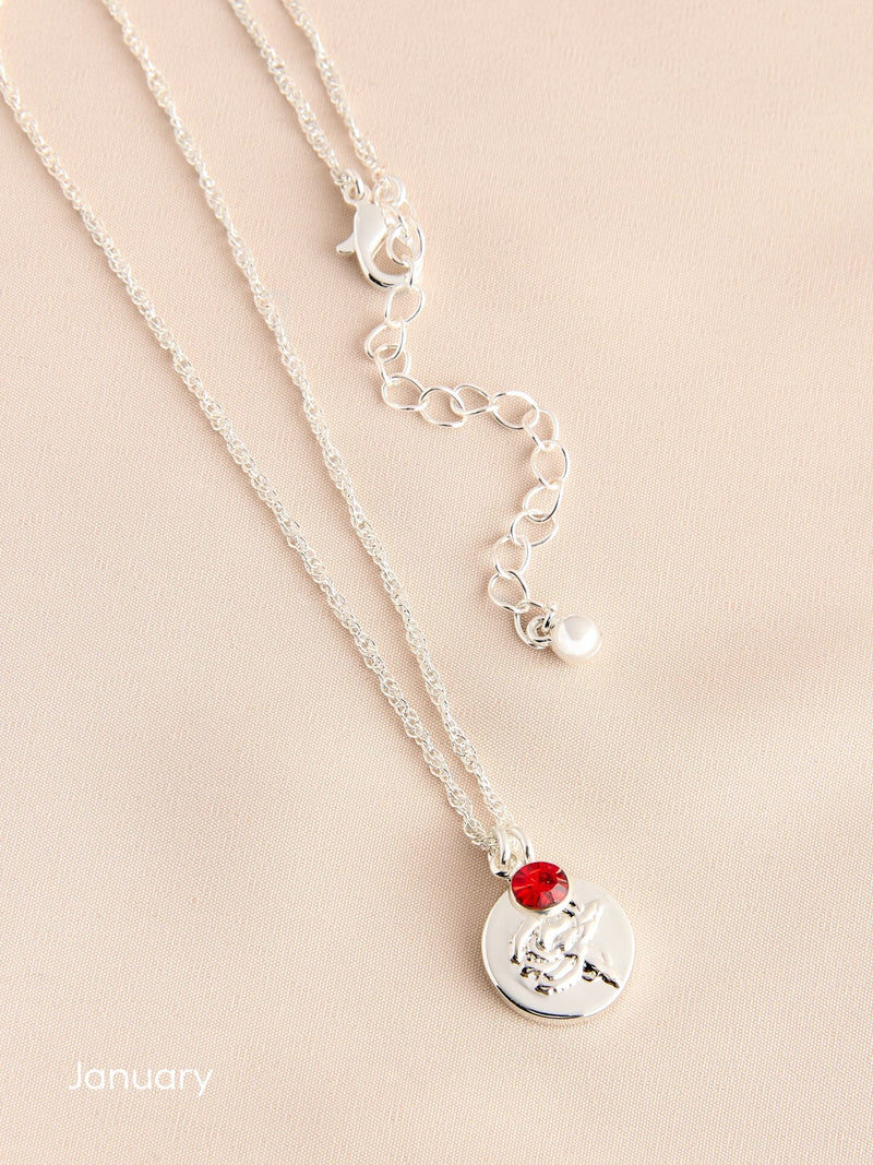 Silver Tone Birthstone Flower Necklace (British brand)