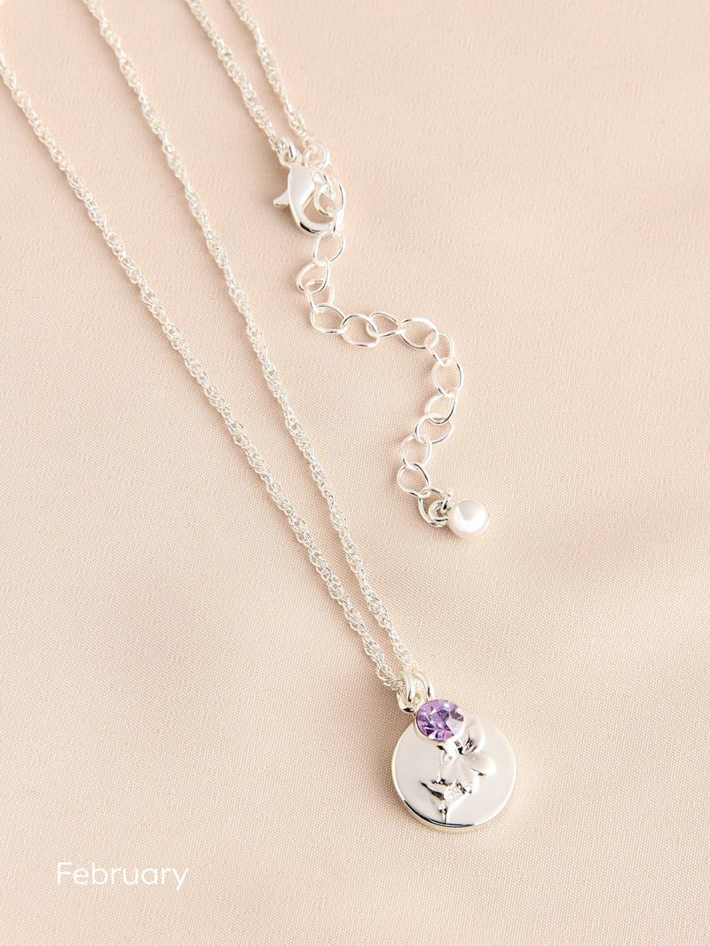 Silver Tone Birthstone Flower Necklace (British brand)