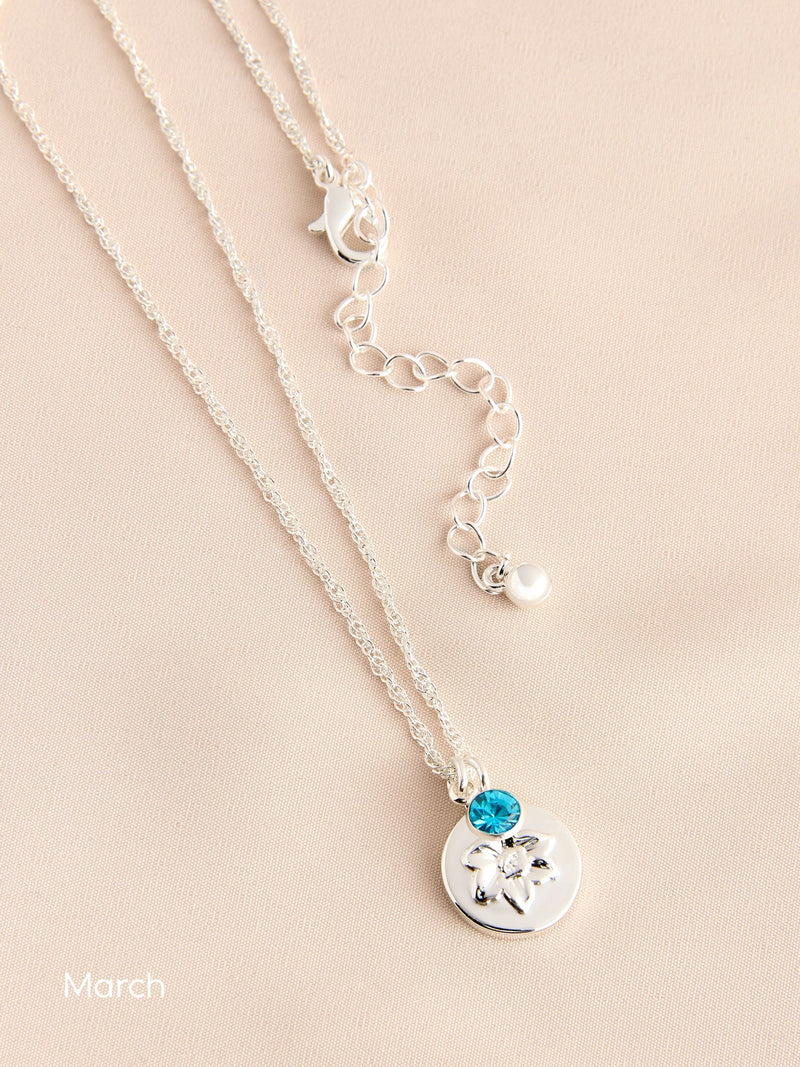 Silver Tone Birthstone Flower Necklace (British brand)