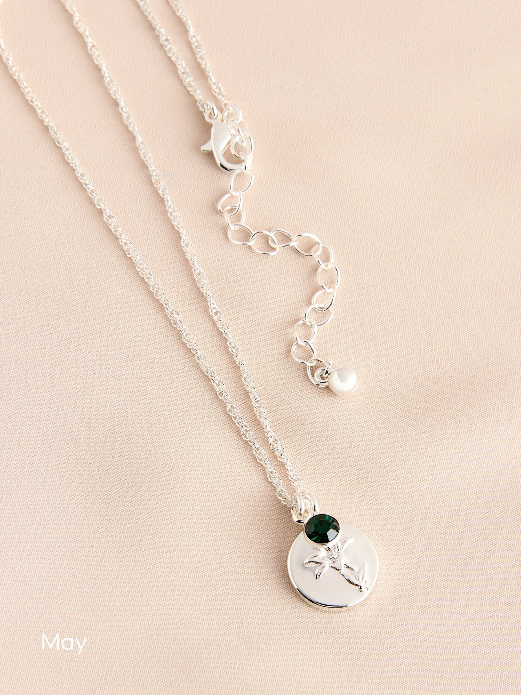Silver Tone Birthstone Flower Necklace (British brand)