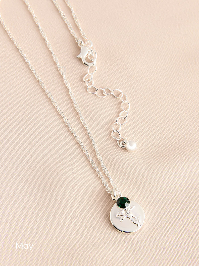 Silver Tone Birthstone Flower Necklace (British brand)