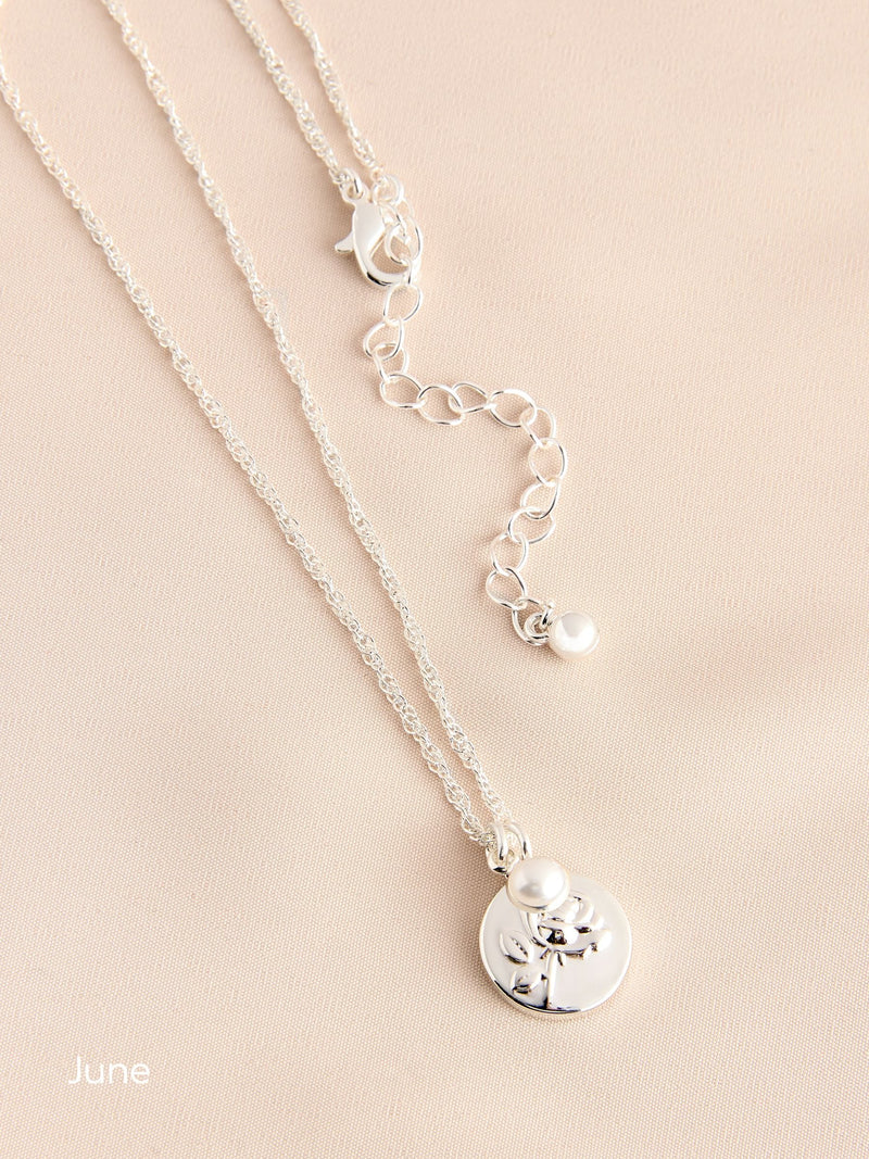 Silver Tone Birthstone Flower Necklace (British brand)