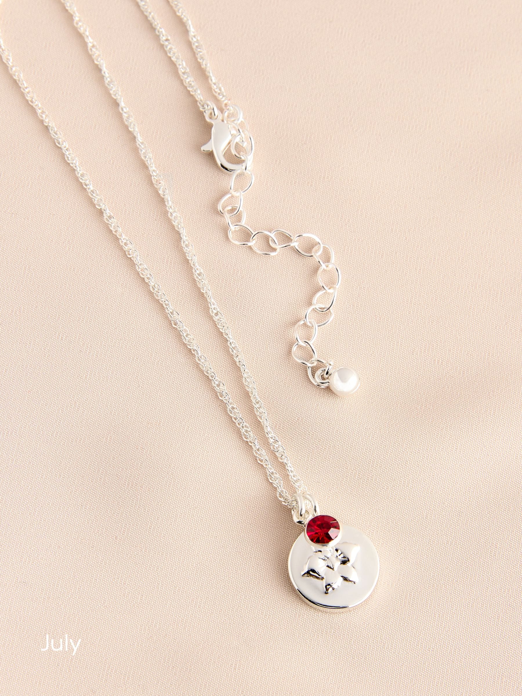Silver Tone Birthstone Flower Necklace (British brand)