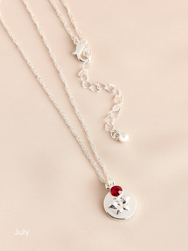 Silver Tone Birthstone Flower Necklace (British brand)