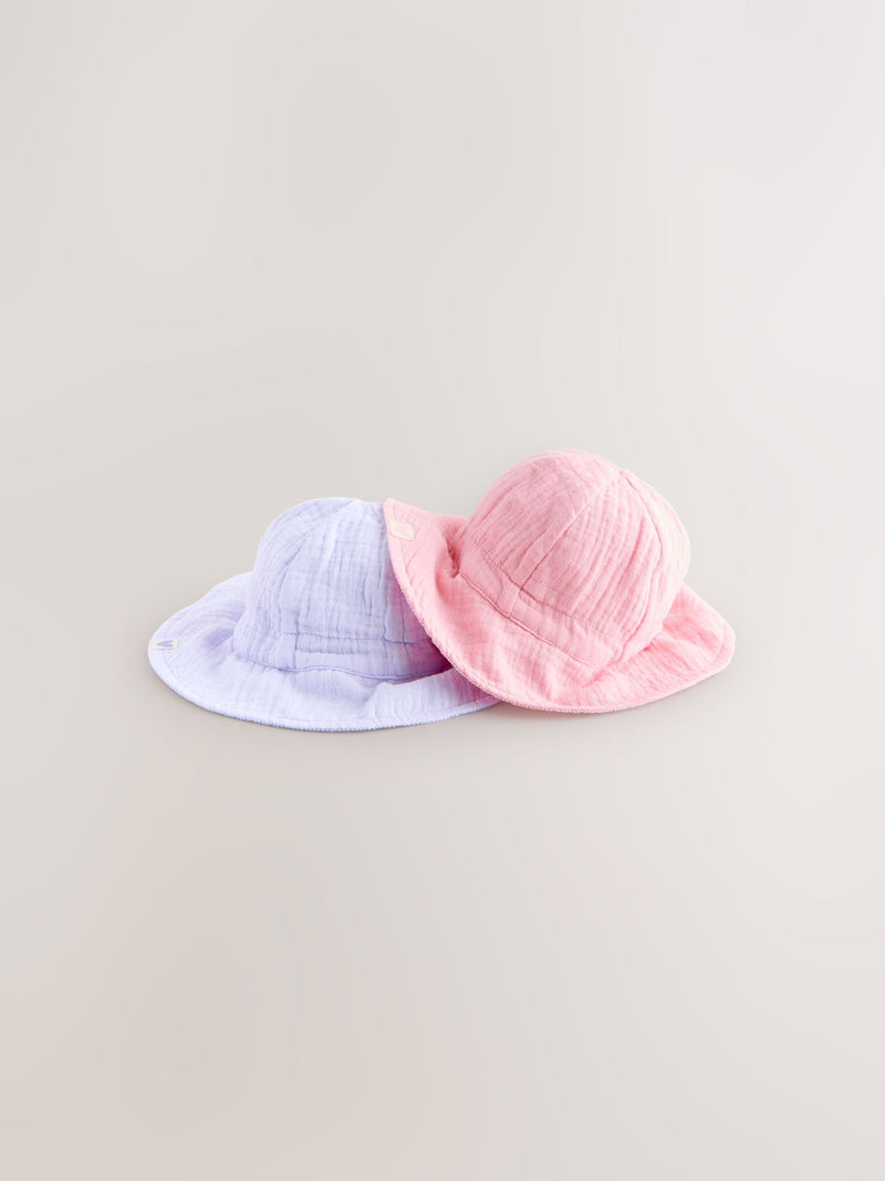 Pink purple crinkle baby bucket hat 2 pack, UK version