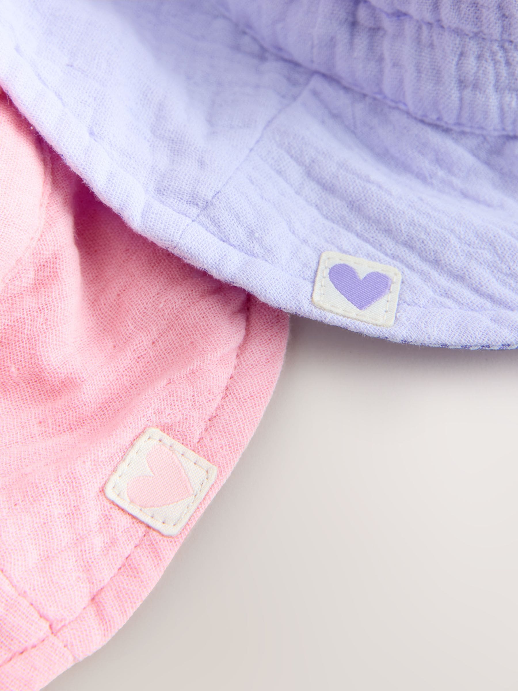 Pink purple crinkle baby bucket hat 2 pack, UK version