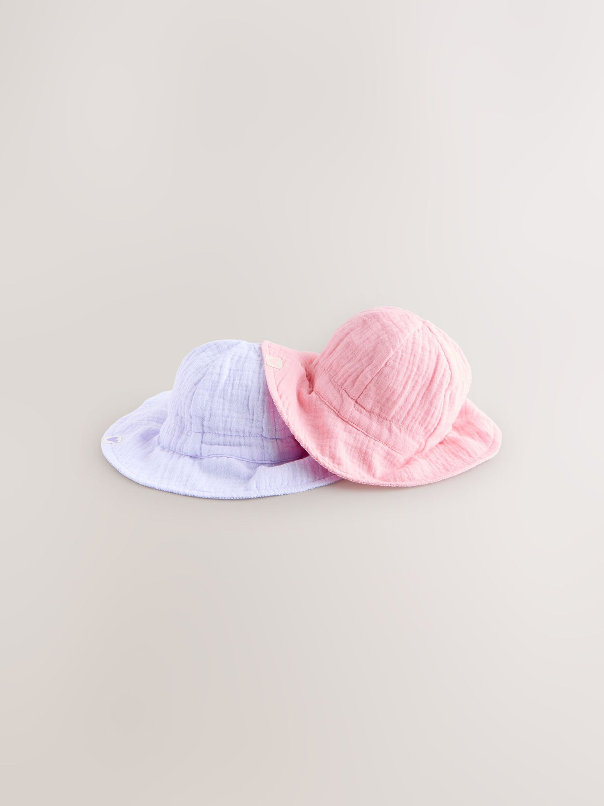 Pink purple crinkle baby bucket hat 2 pack, UK version