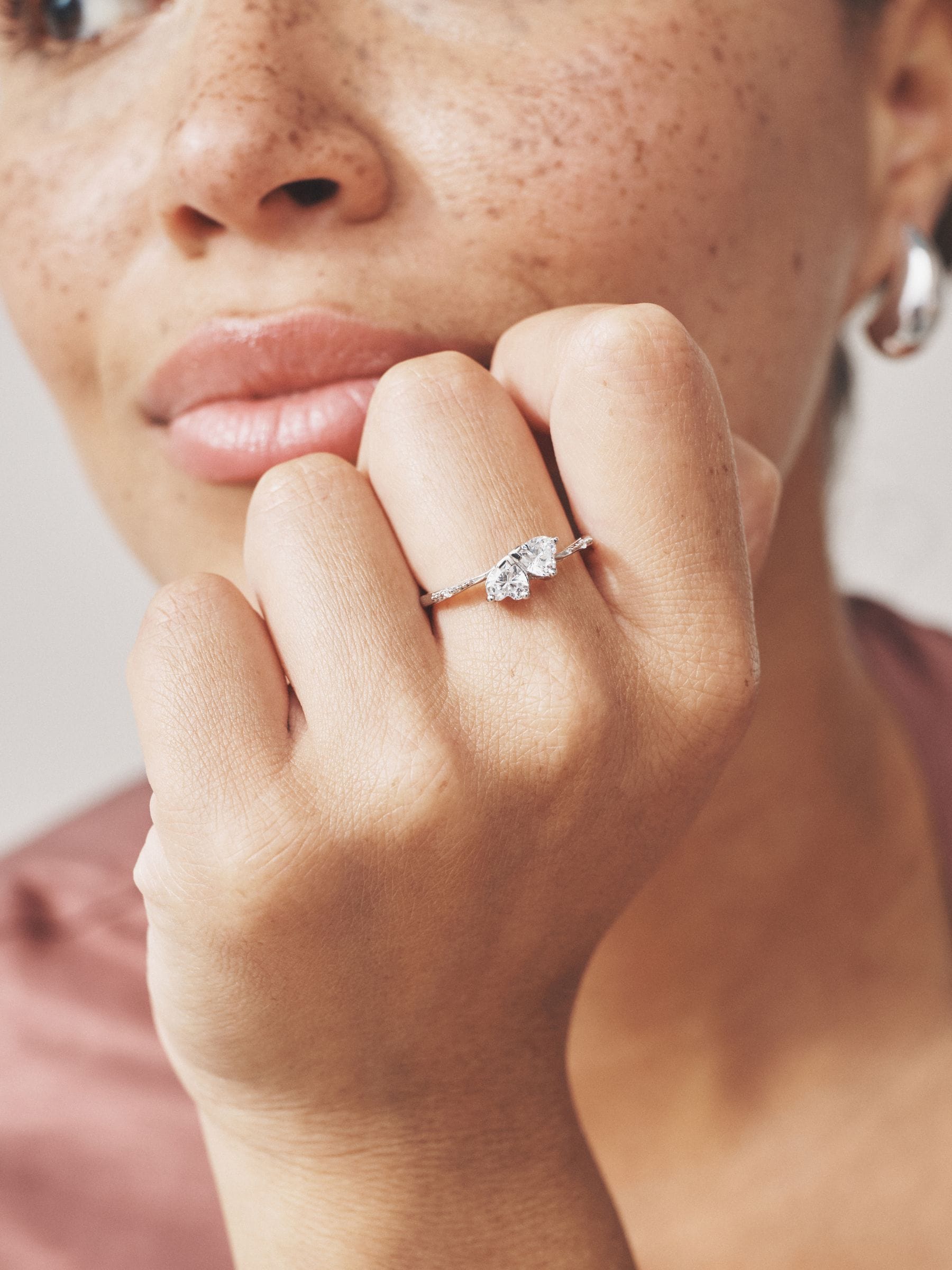 Sterling silver intertwining heart ring, UK version