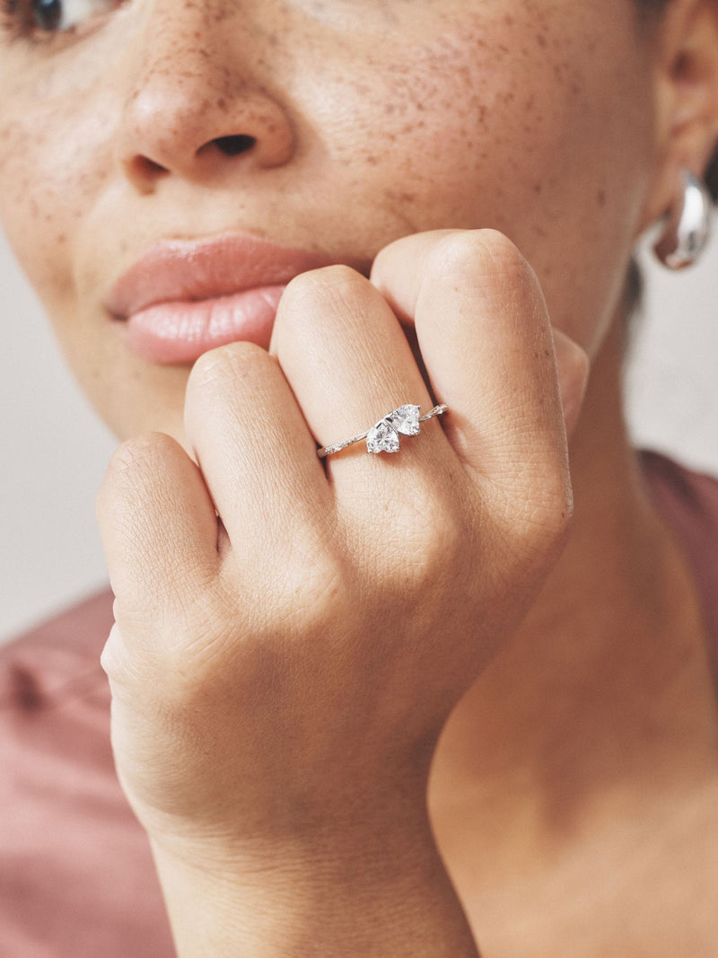 Sterling silver intertwining heart ring, UK version