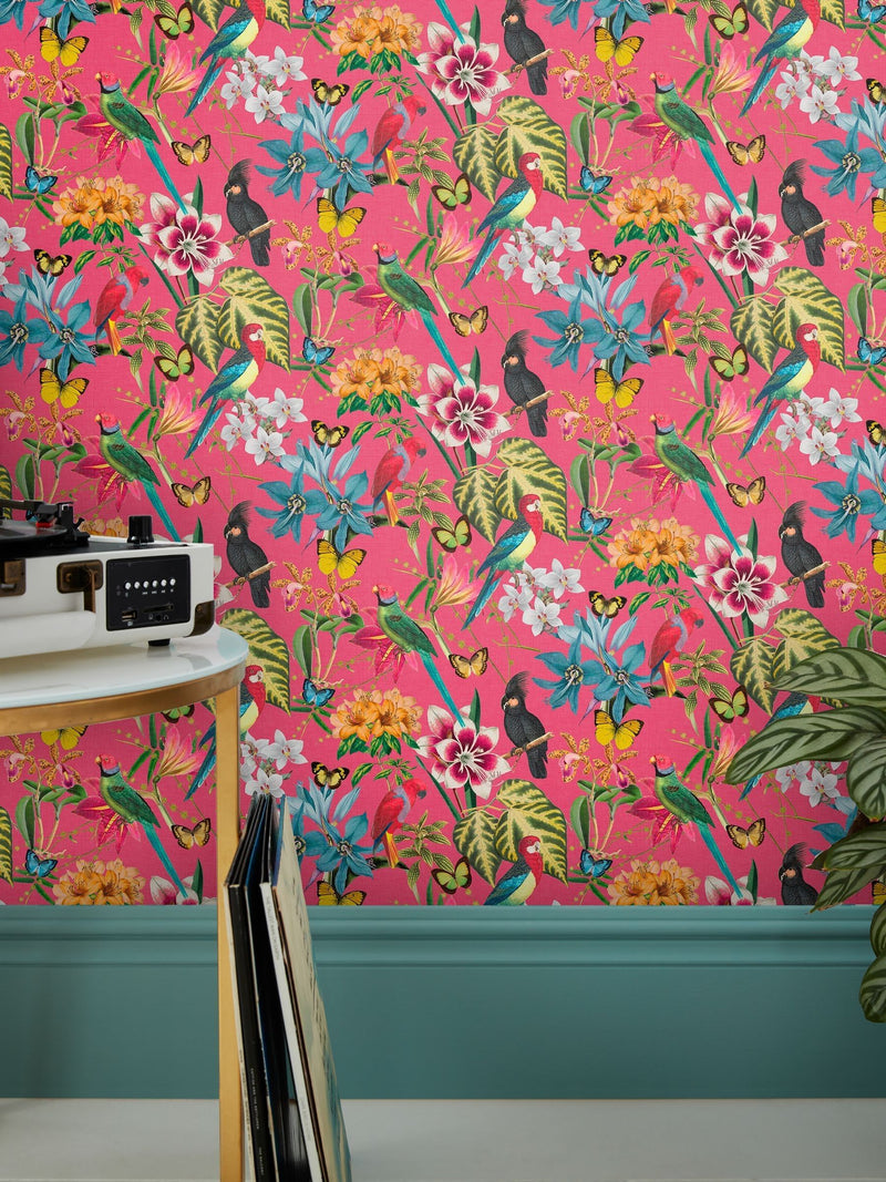 Graham & Brown Hot Pink Paradiso Multi 10M Wallpaper