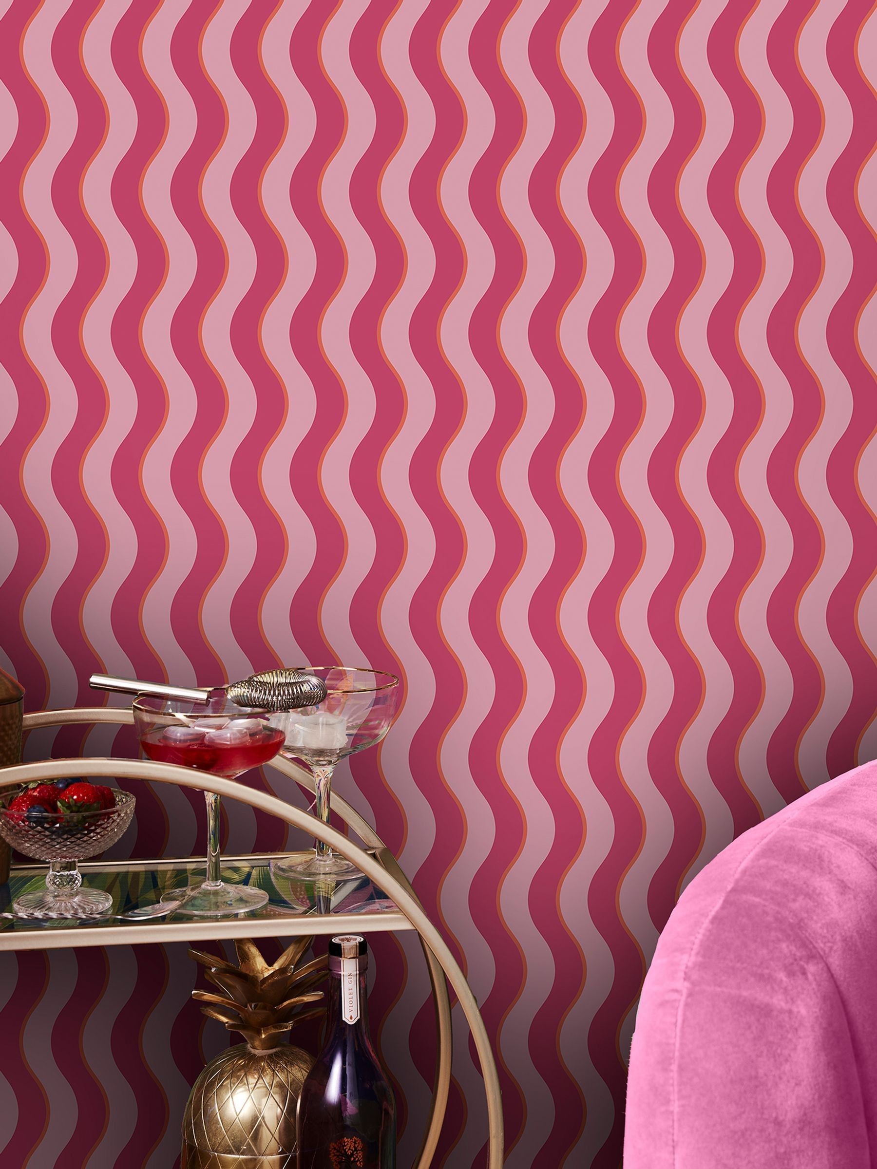 Graham & Brown Raspberry or Tangerine Making Waves Wallpaper