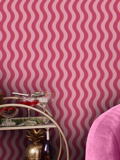 McGrocer Graham & Brown Raspberry or Tangerine Making Waves Wallpaper- Buy online at McGrocer