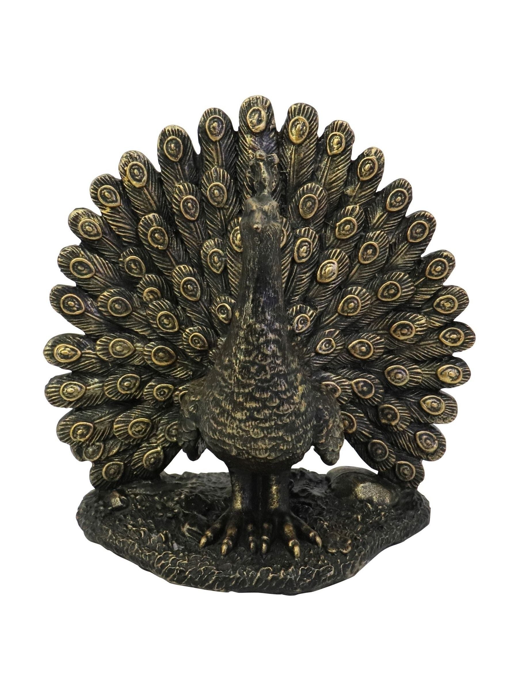 Libra Interiors Bronze Peacock Sculpture