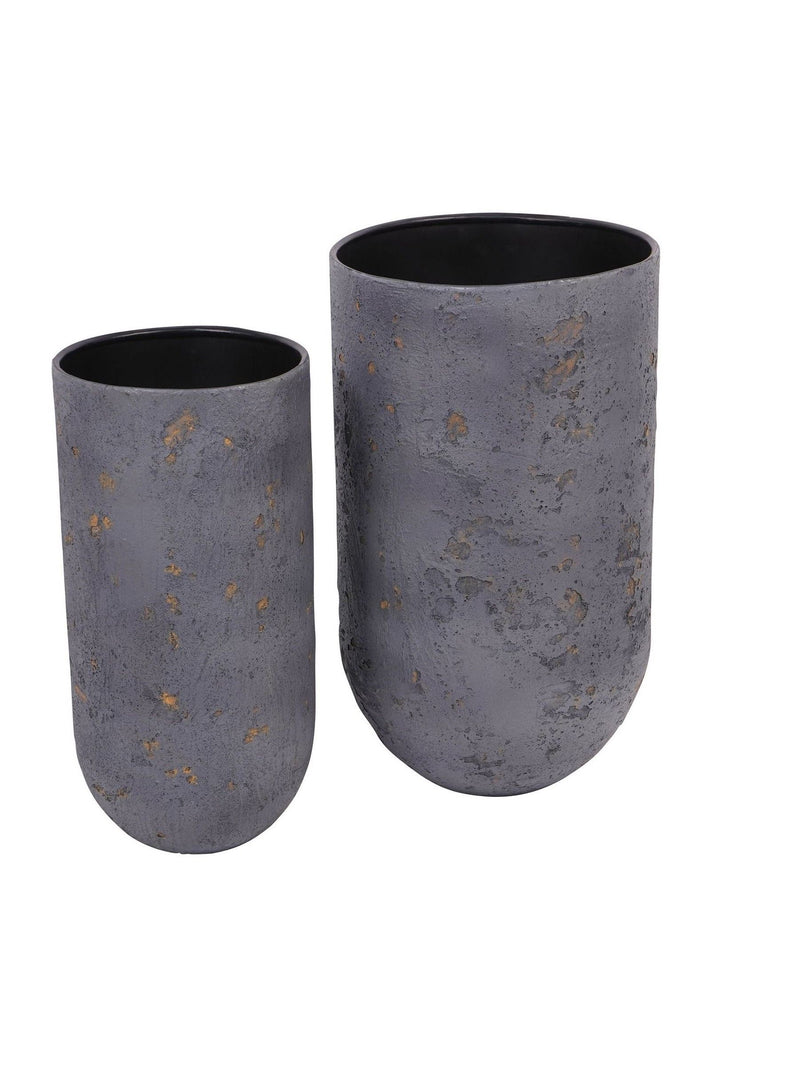 Libra Interiors volcano planters charcoal blue set of 2, UK version