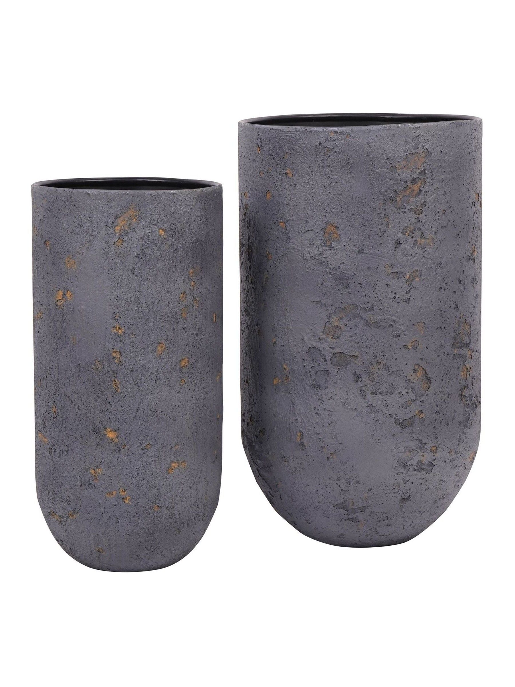 Libra Interiors volcano planters charcoal blue set of 2, UK version