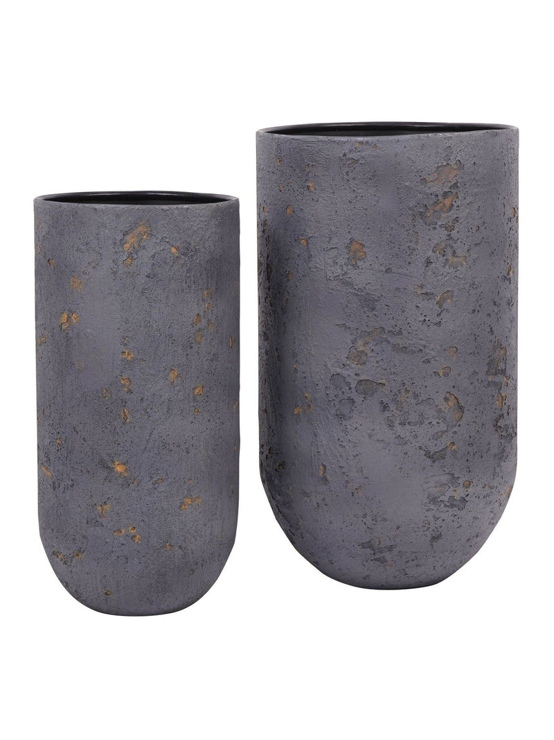 Libra Interiors volcano planters charcoal blue set of 2, UK version
