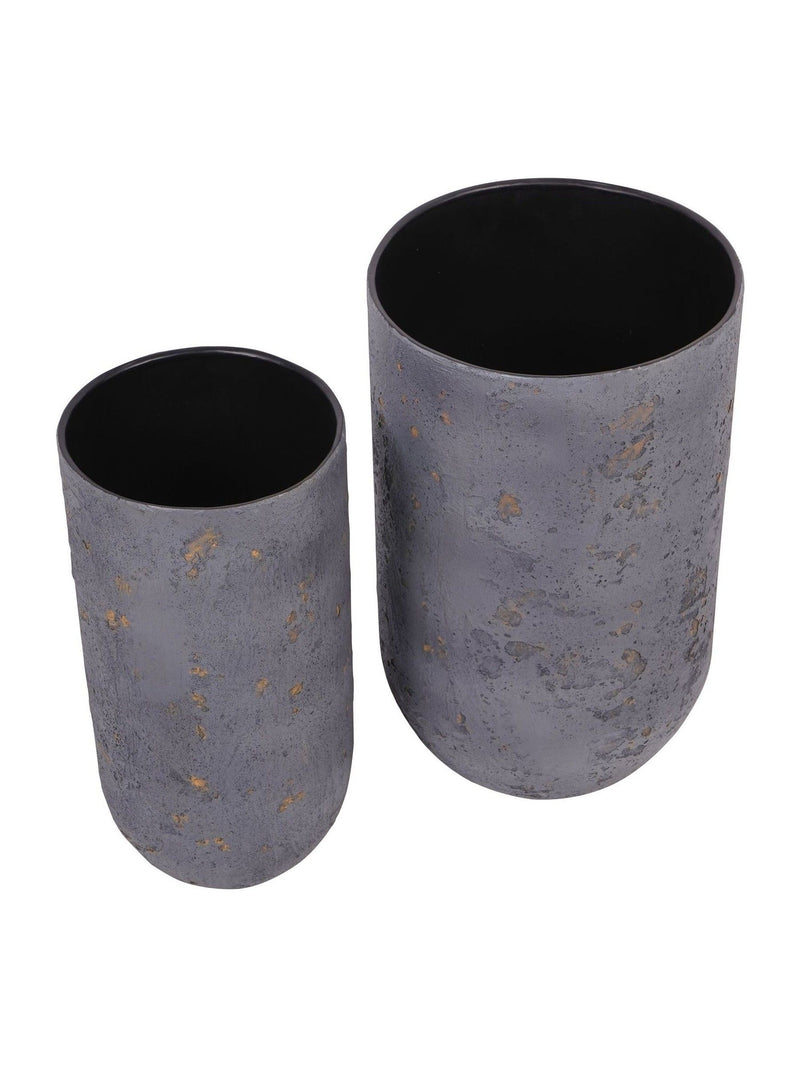 Libra Interiors volcano planters charcoal blue set of 2, UK version