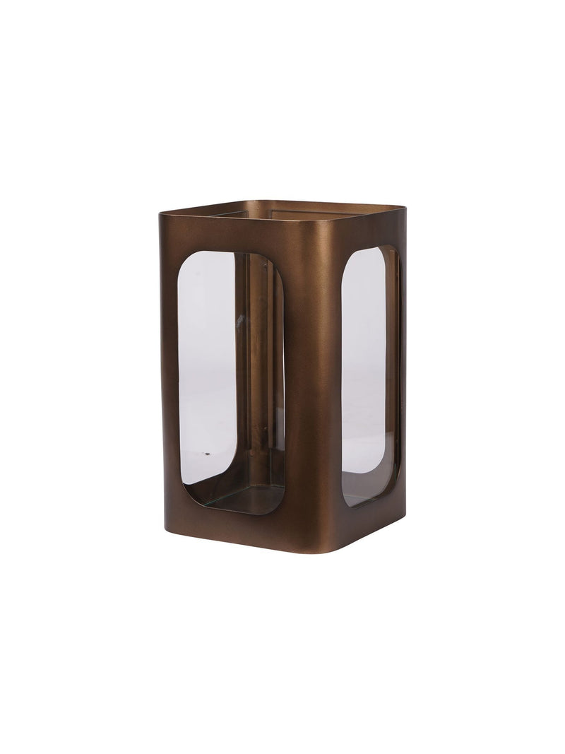 Libra Interiors Thorpe smoked gold hurricane candle holder 28cm, UK version