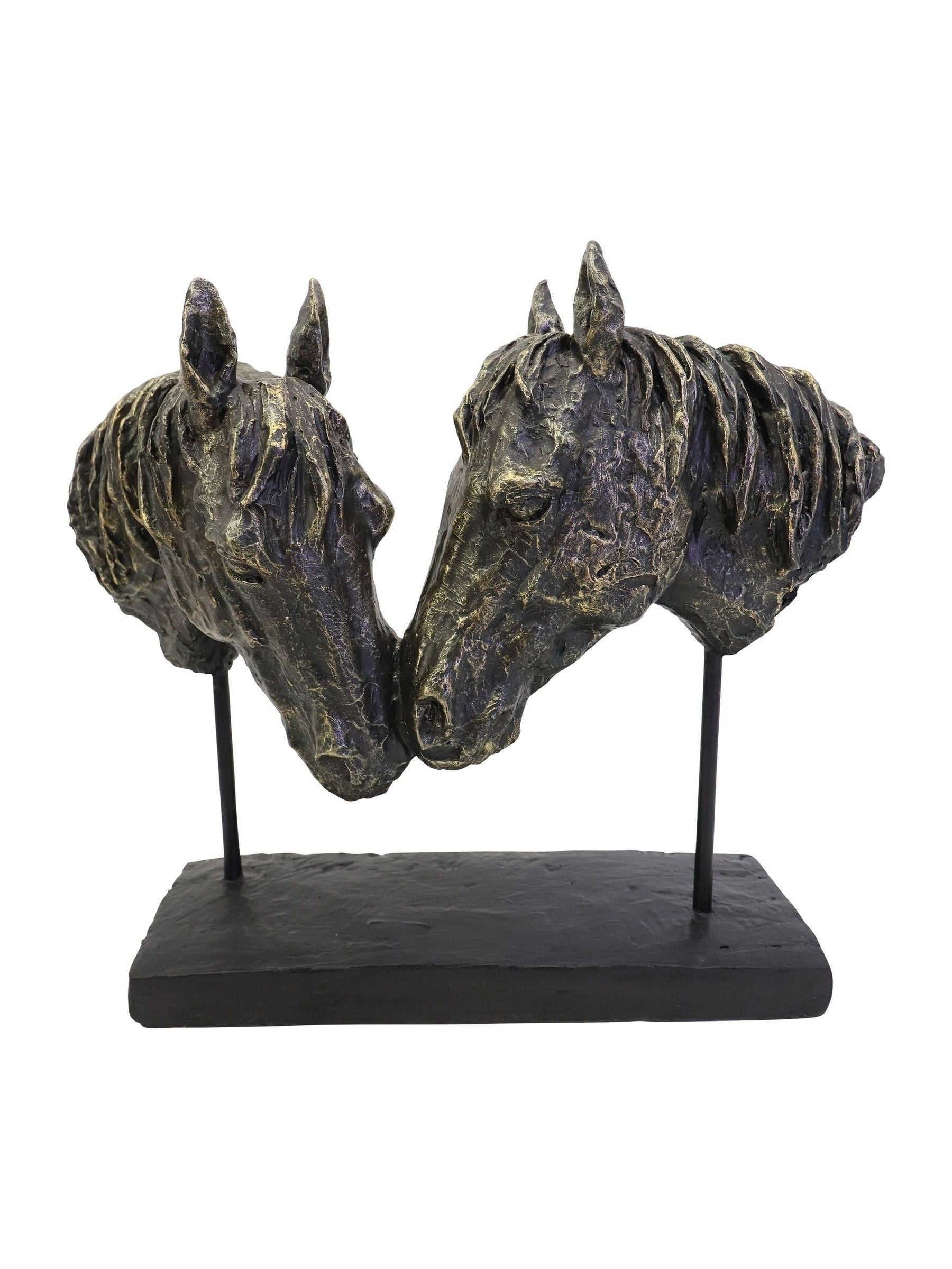 Libra Interiors bronze nuzzling bay horse heads sculpture, UK version