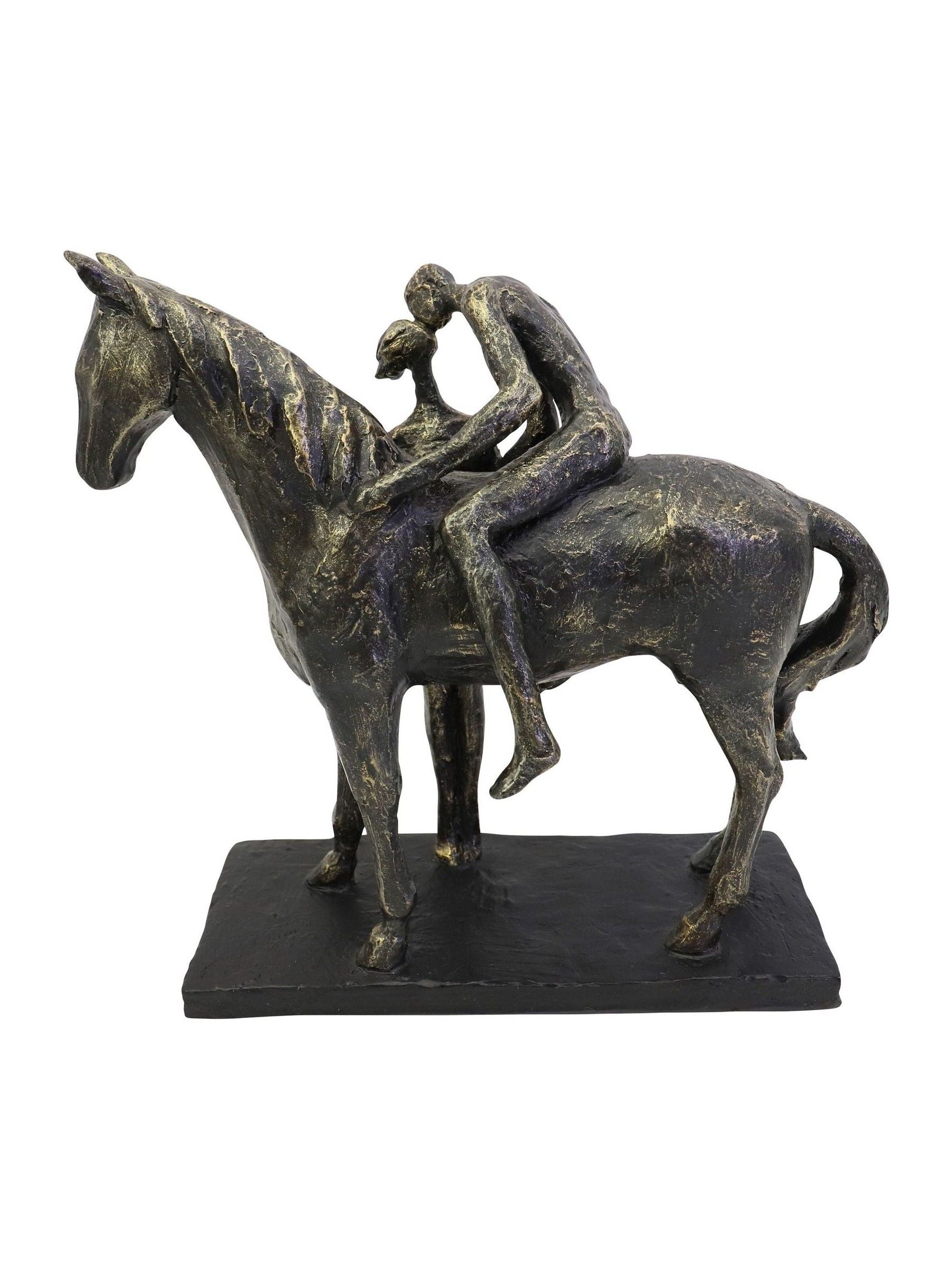Libra Interiors bronze kissing couple with horse sculpture 24.5cm height, UK version