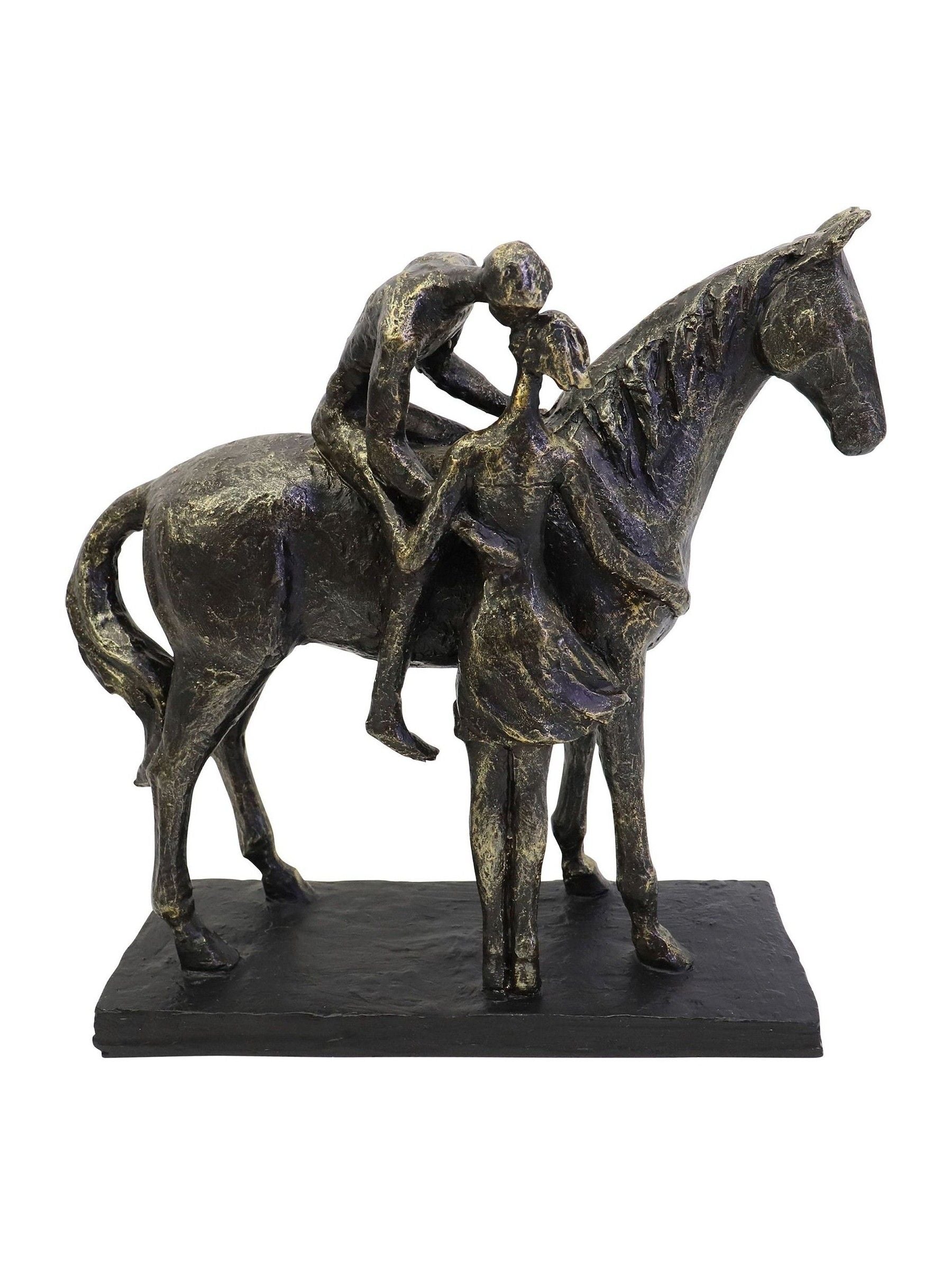 Libra Interiors bronze kissing couple with horse sculpture 24.5cm height, UK version