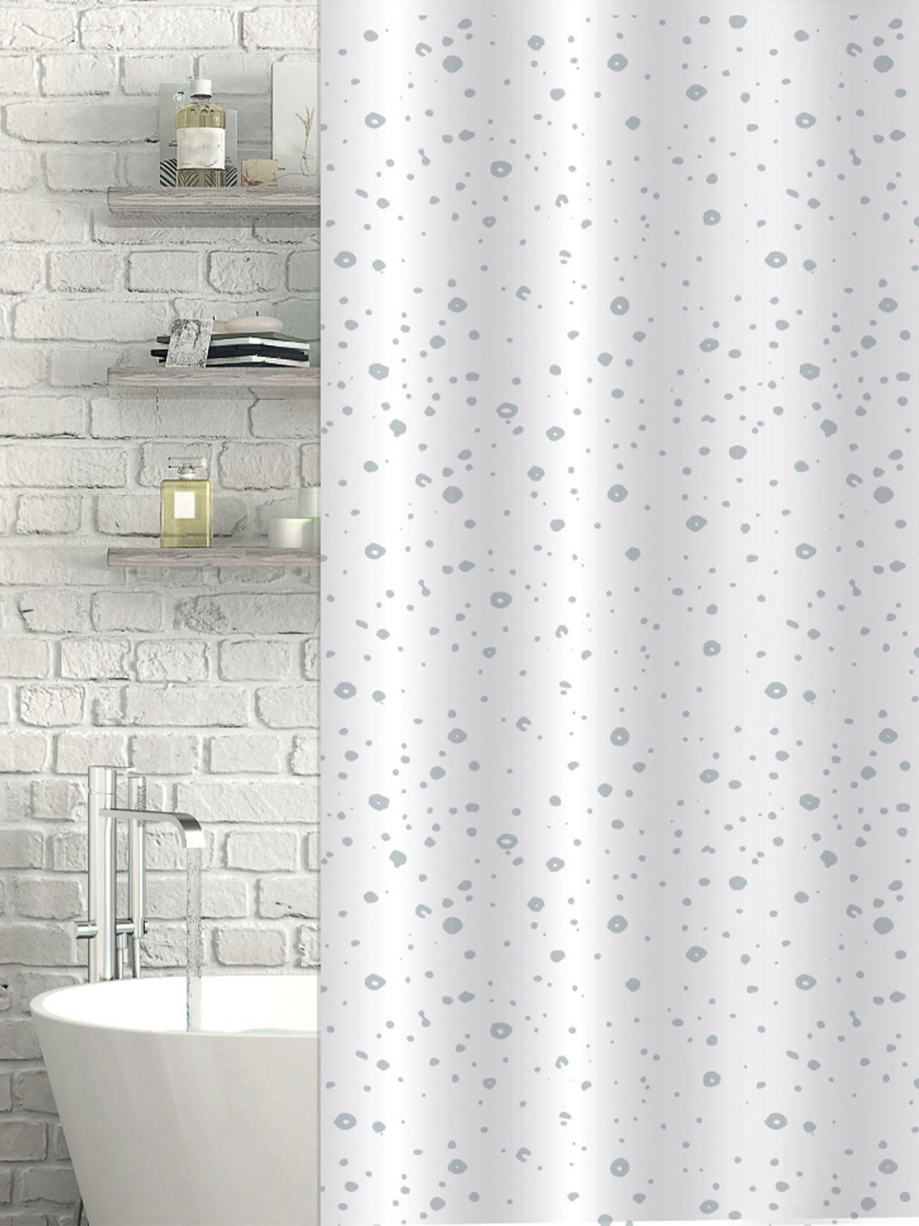 Showerdrape White Droplets Shower Curtain