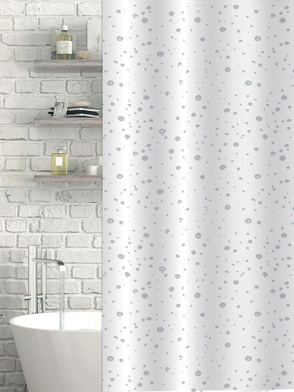 Showerdrape White Droplets Shower Curtain