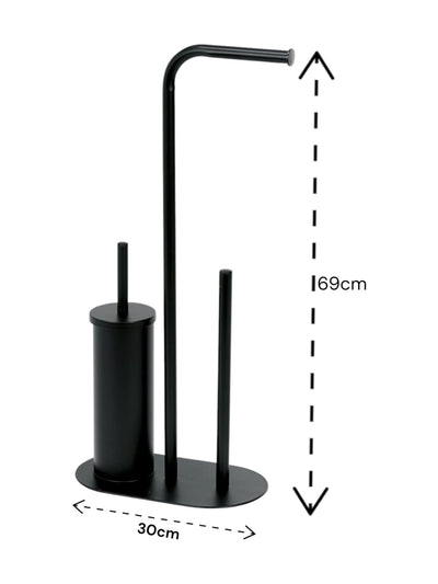 Showerdrape Black Aspen 3 in 1 Toilet Brush and Holder Set
